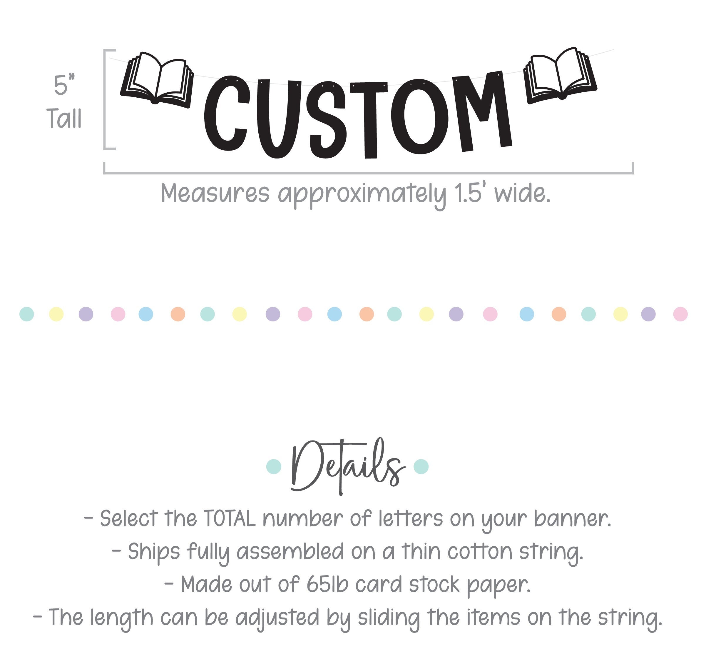 Custom Book Banner, Custom Reading Banner, Book Club Banner, Book Themed Decorations, Reading Decorations