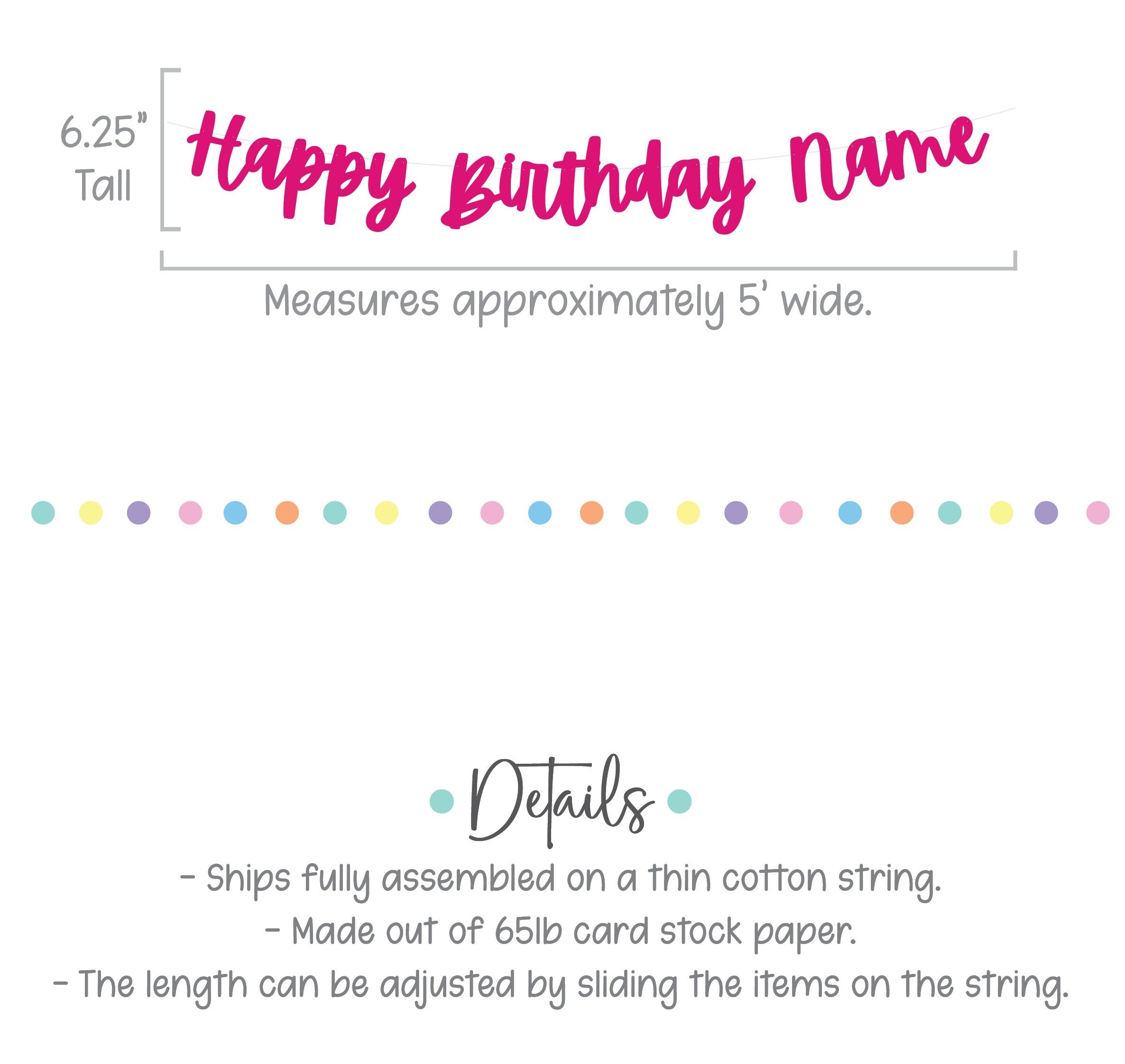 Happy Birthday Name, Happy Birthday Banner, Custom Birthday Banner, Hot Pink Birthday Decorations, Fuchsia Happy Birthday Banner, Pink Party