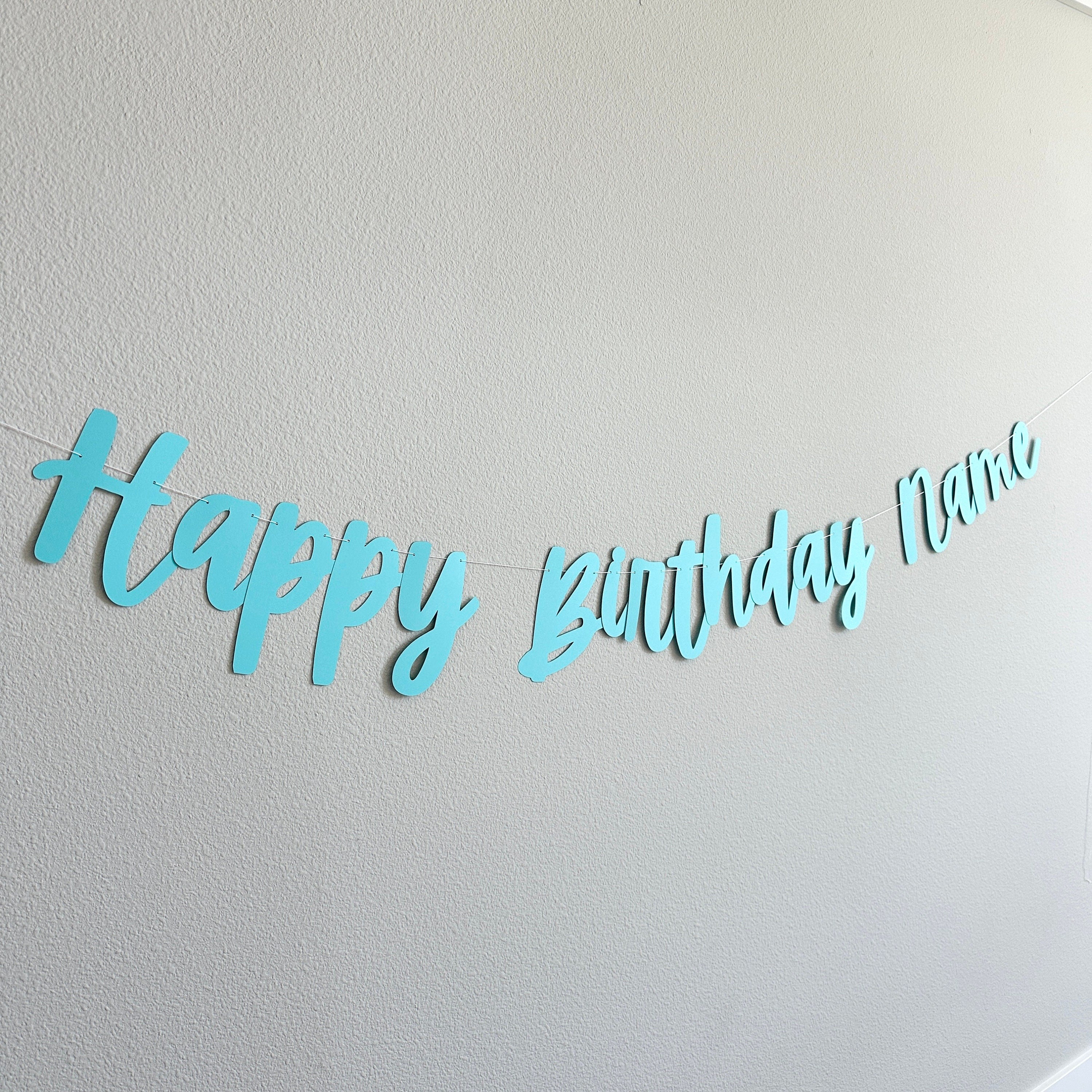 Happy Birthday Name, Happy Birthday Banner, Custom Birthday Banner, Aqua Birthday Decorations, Aqua Happy Birthday Banner, Aqua Party