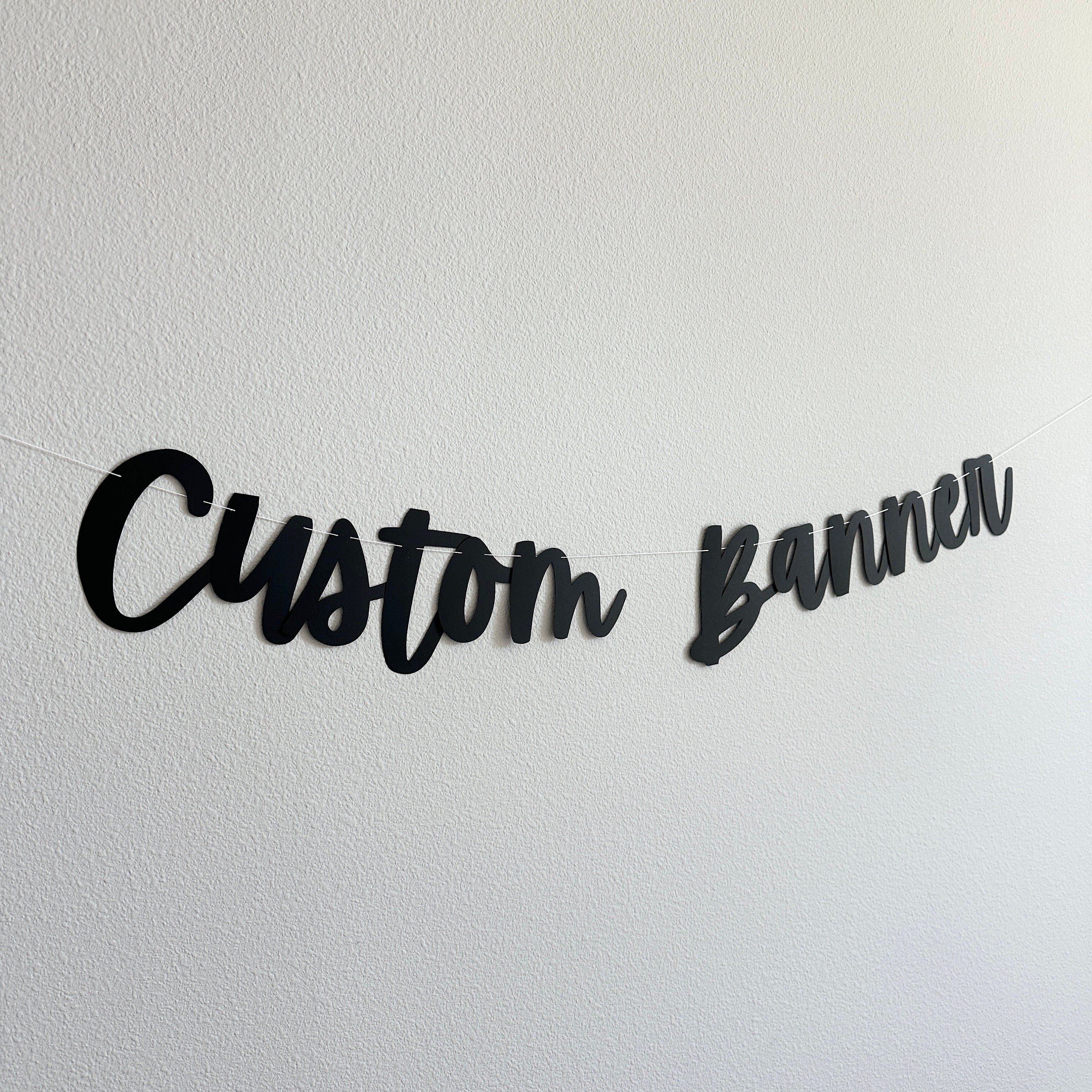 Custom Banner, Custom Black Banner, Black Decorations, Bachelorette Decorations, Cursive Birthday Banner, Custom Birthday Banner