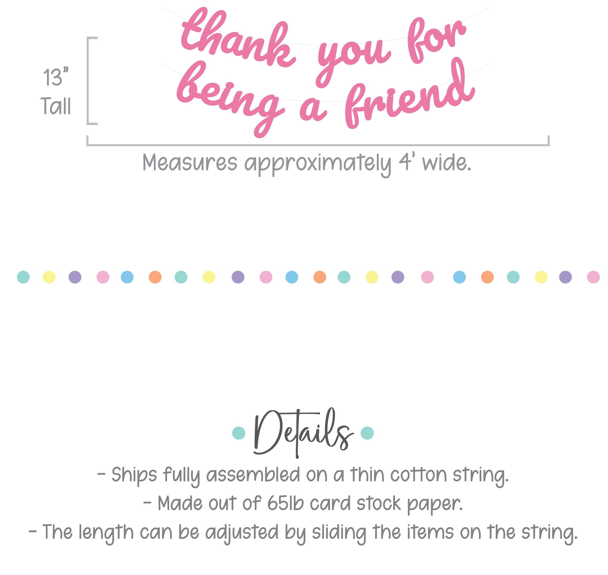 Thank You For Being A Friend, Thank You For Being A Friend Banner, Golden Banner, Custom Banner, Pink Bachelorette Decorations