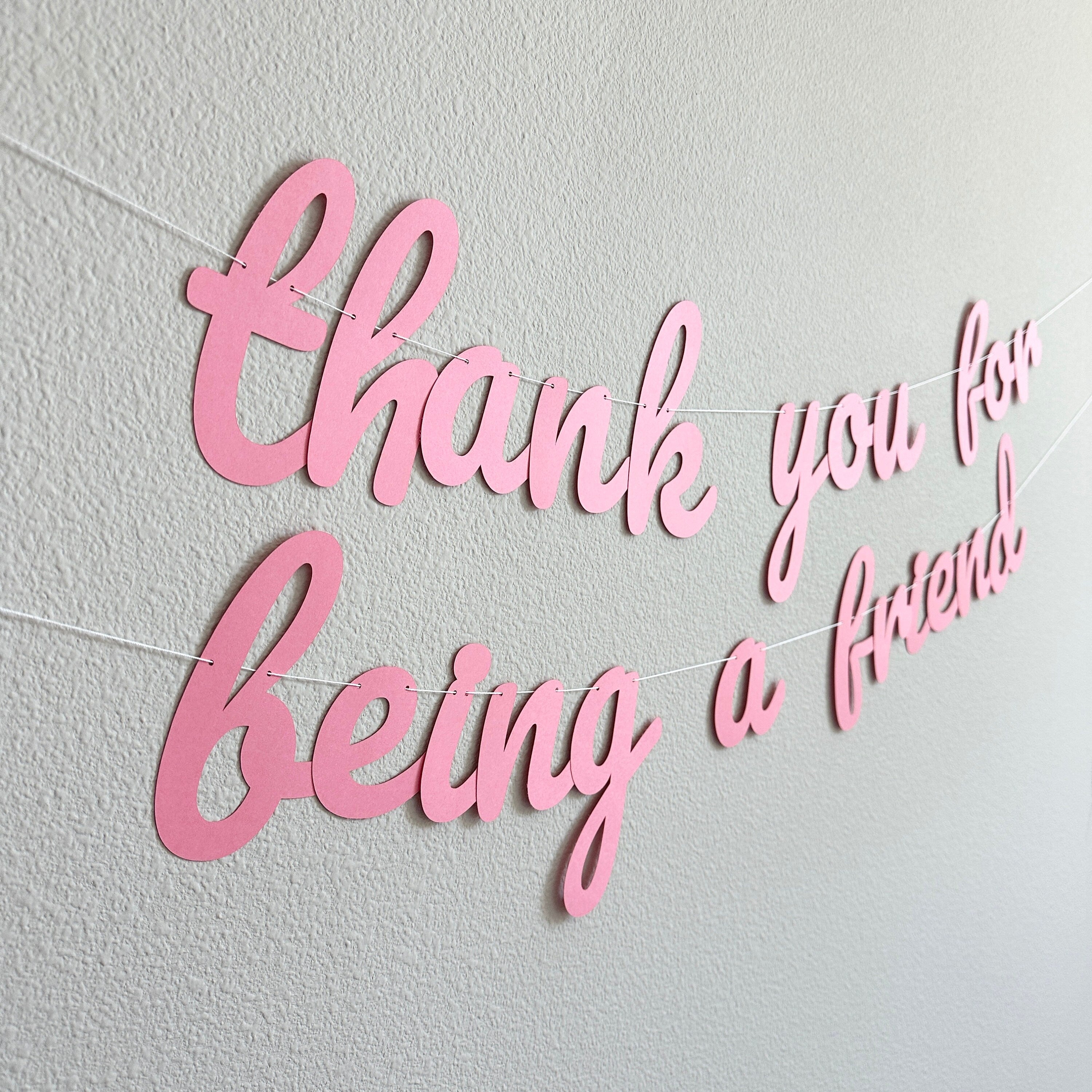 Thank You For Being A Friend, Thank You For Being A Friend Banner, Golden Banner, Custom Banner, Pink Bachelorette Decorations