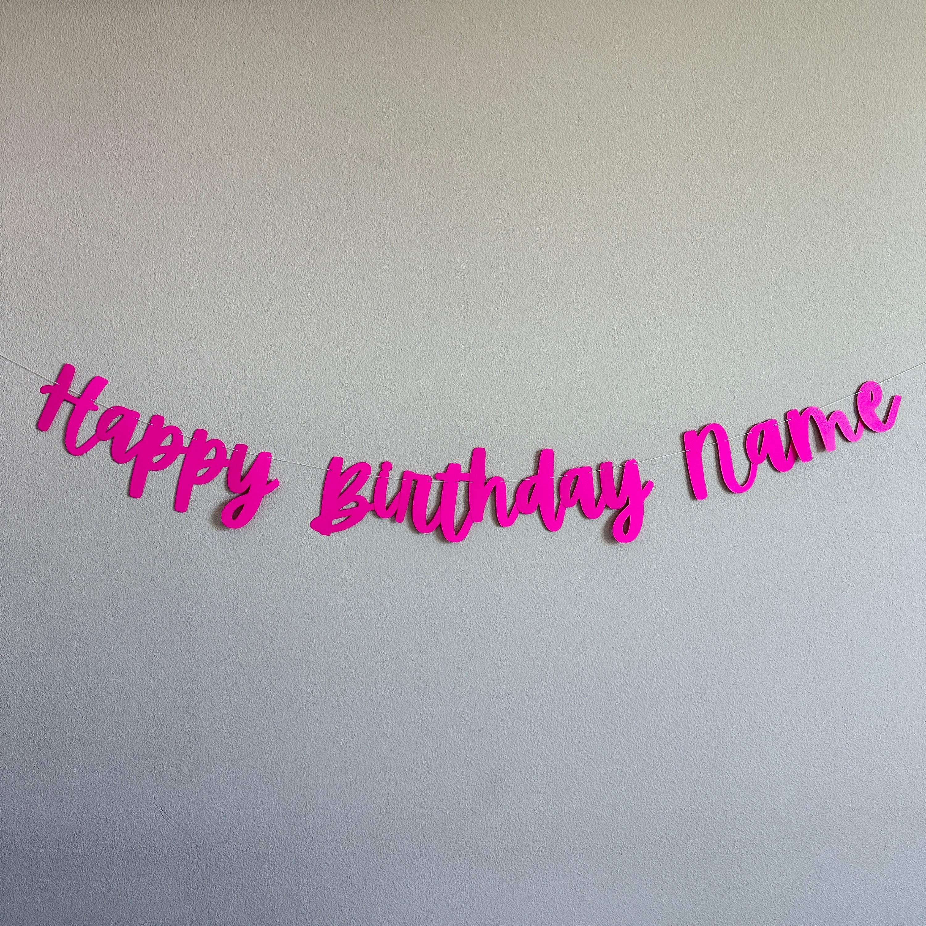 Happy Birthday Name, Happy Birthday Banner, Custom Birthday Banner, Hot Pink Birthday Decorations, Fuchsia Happy Birthday Banner, Pink Party