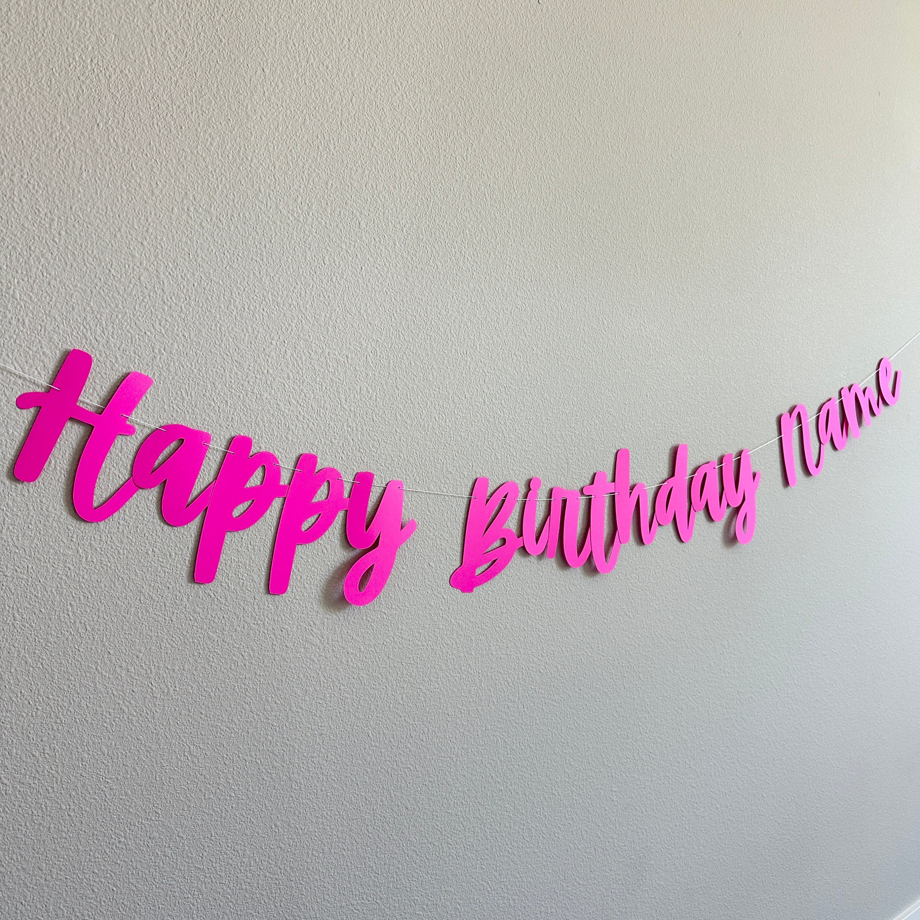 Happy Birthday Name, Happy Birthday Banner, Custom Birthday Banner, Hot Pink Birthday Decorations, Fuchsia Happy Birthday Banner, Pink Party