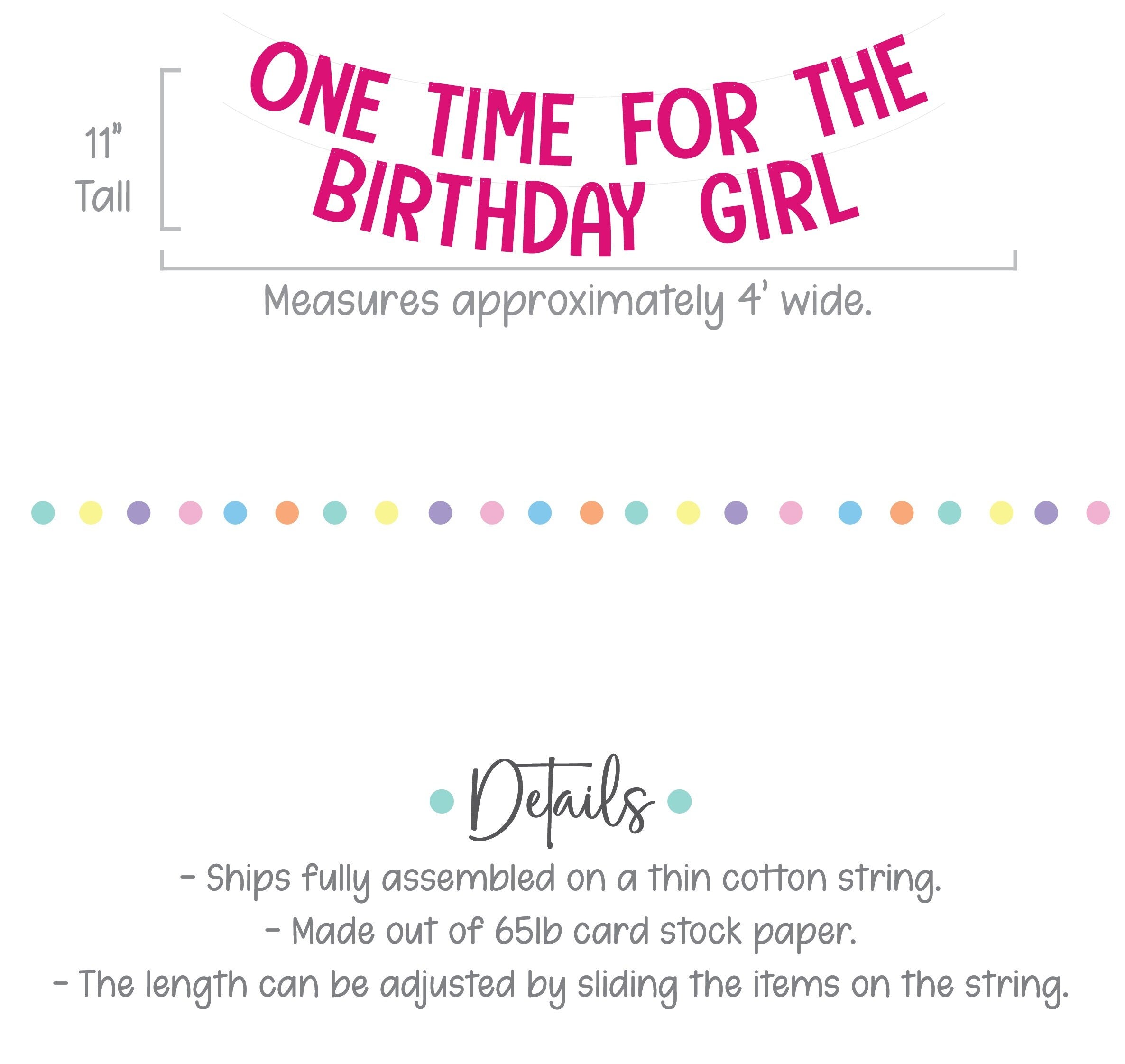 One Time For The Birthday Girl Banner, One Time For The Birthday Girl Decorations, Birthday Girl Banner, Pink Birthday Party Decorations