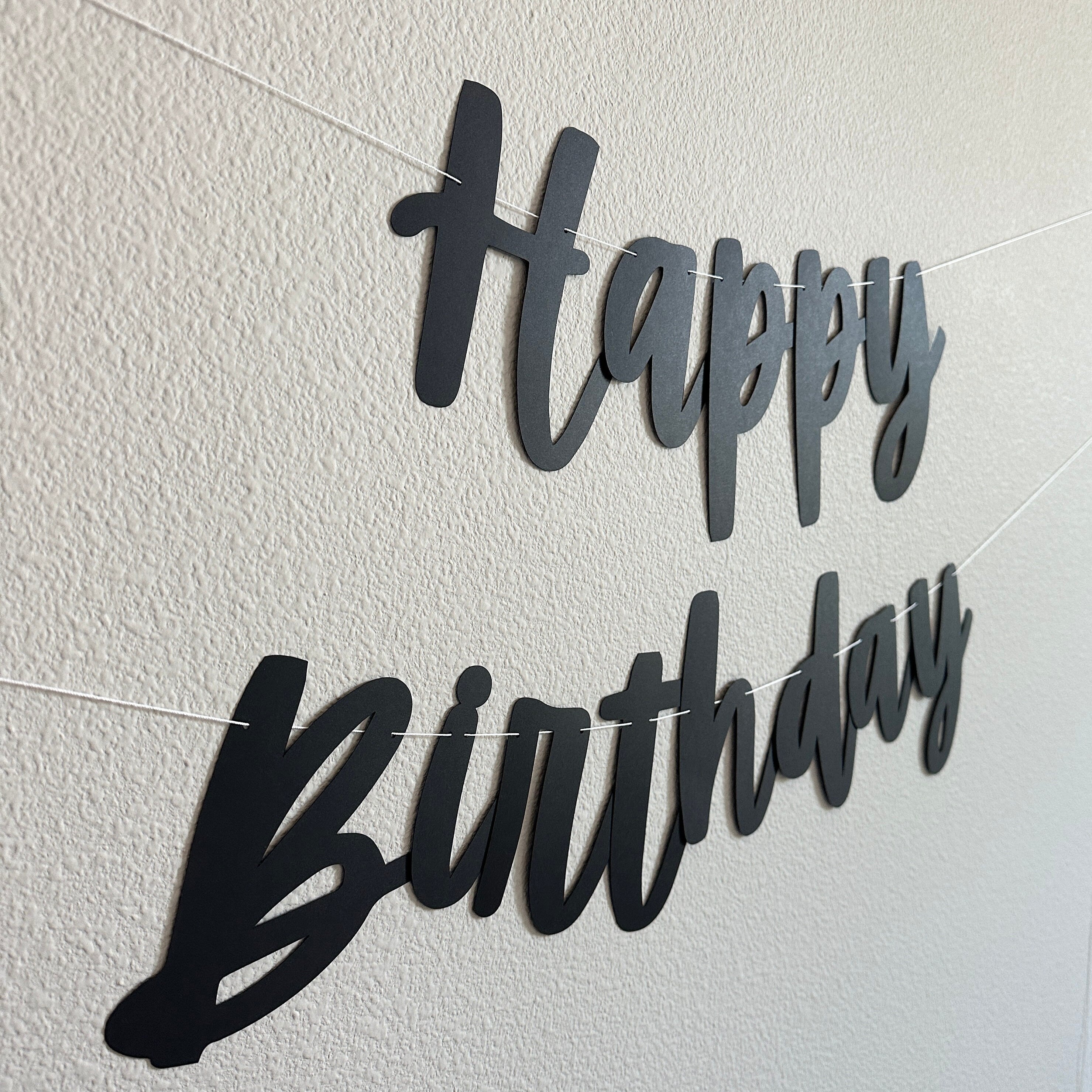 Happy Birthday Banner,  Black Birthday Party, Black Party Decorations, Birthday Banner, Birthday Party Banner, Happy Birthday Sign