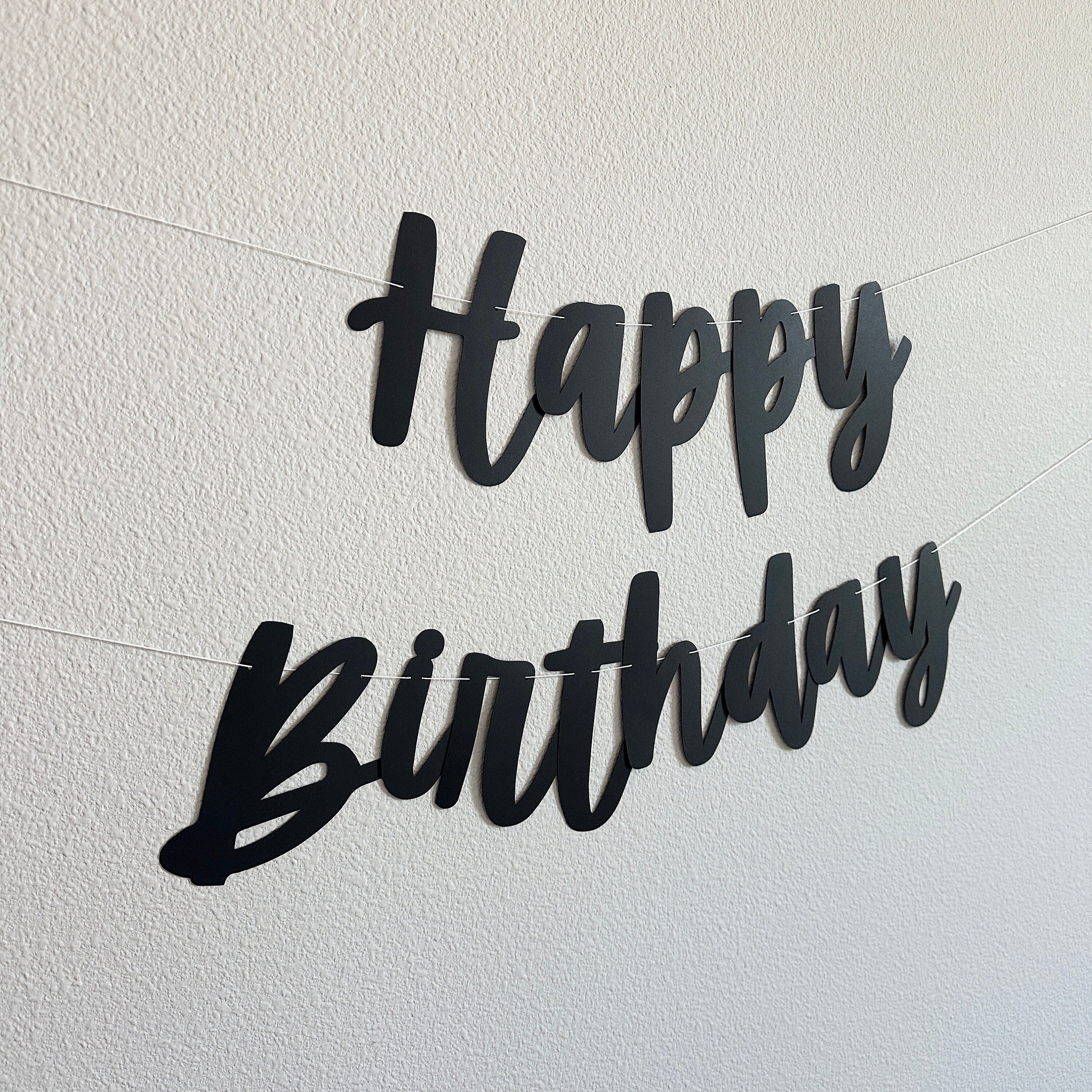 Happy Birthday Banner,  Black Birthday Party, Black Party Decorations, Birthday Banner, Birthday Party Banner, Happy Birthday Sign
