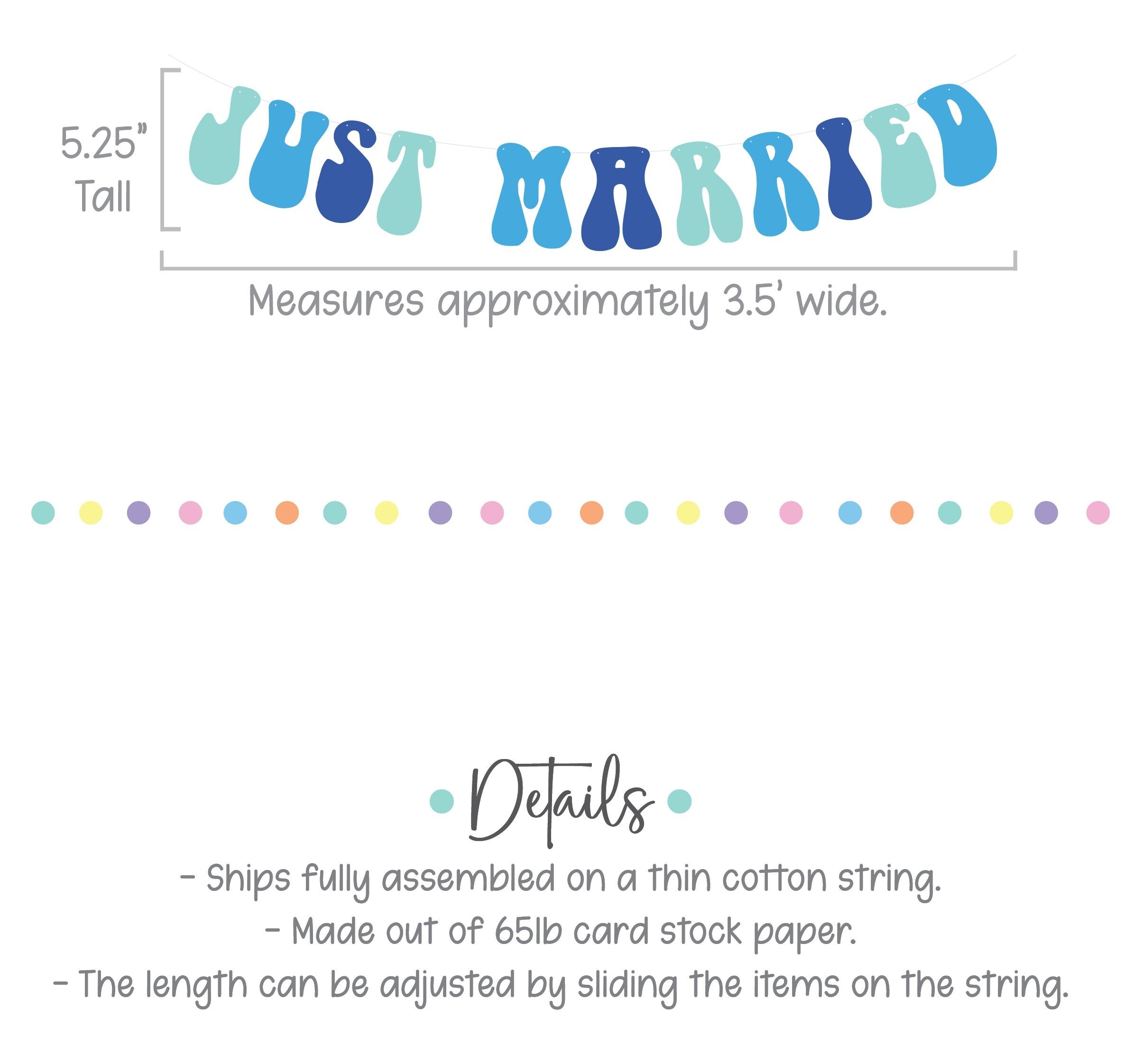 Just Married, Just Married Banner, Just Married Decorations, Just Married Sign, Something Blue Decorations, Retro Wedding Decoration Ideas