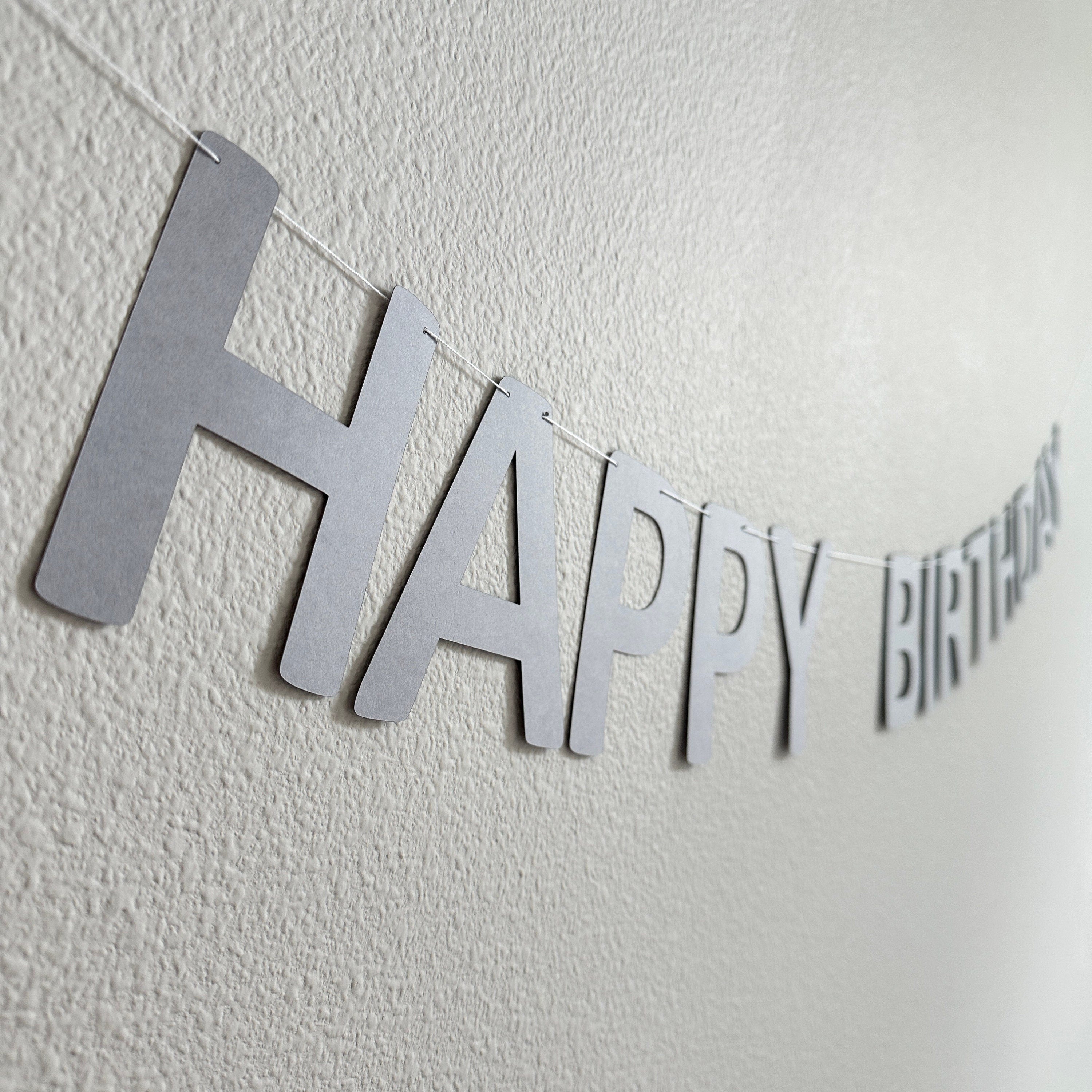 Happy Birthday Banner,  Gray Birthday Party, Gray Party Decorations, Birthday Banner, Birthday Party Banner, Happy Birthday Sign