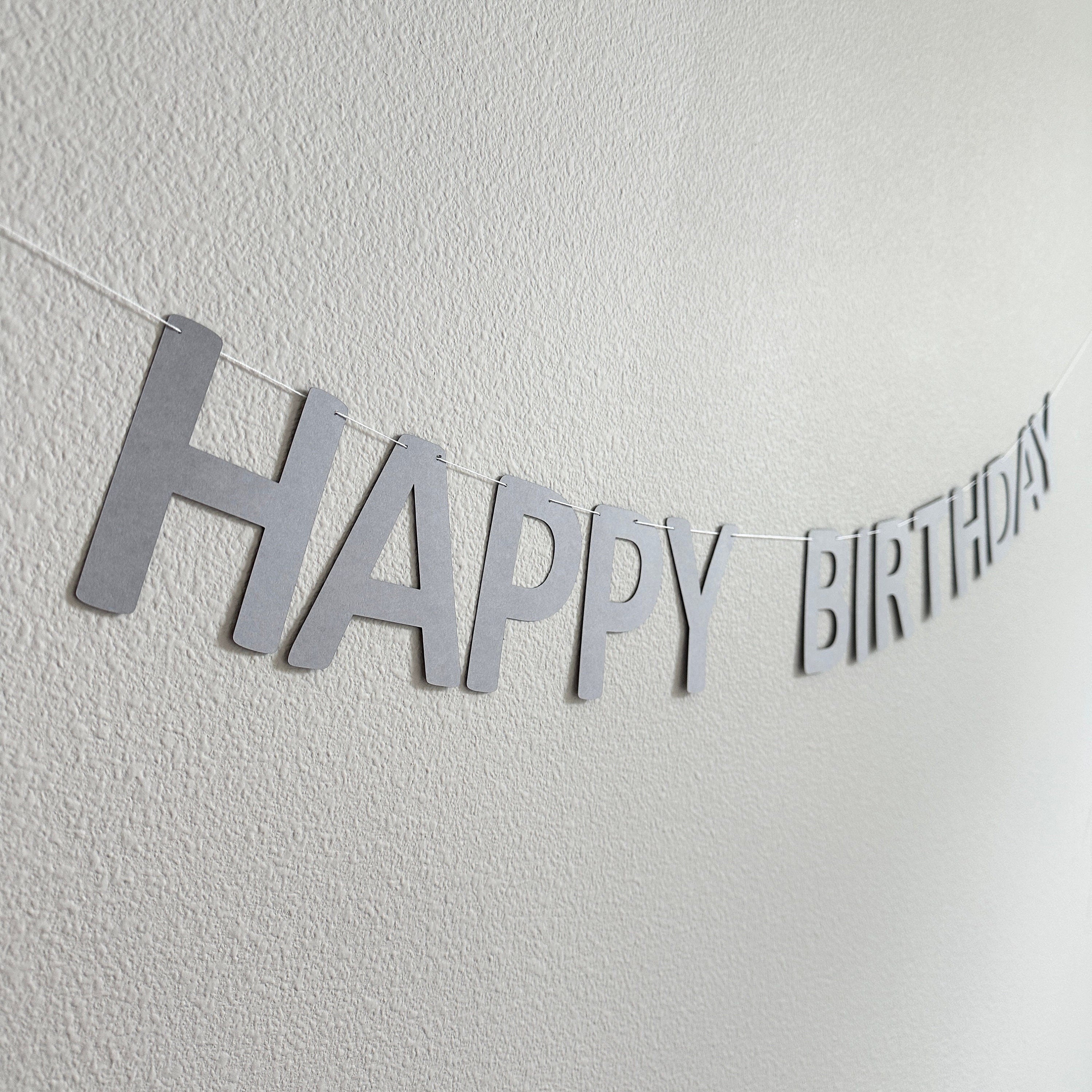Happy Birthday Banner,  Gray Birthday Party, Gray Party Decorations, Birthday Banner, Birthday Party Banner, Happy Birthday Sign
