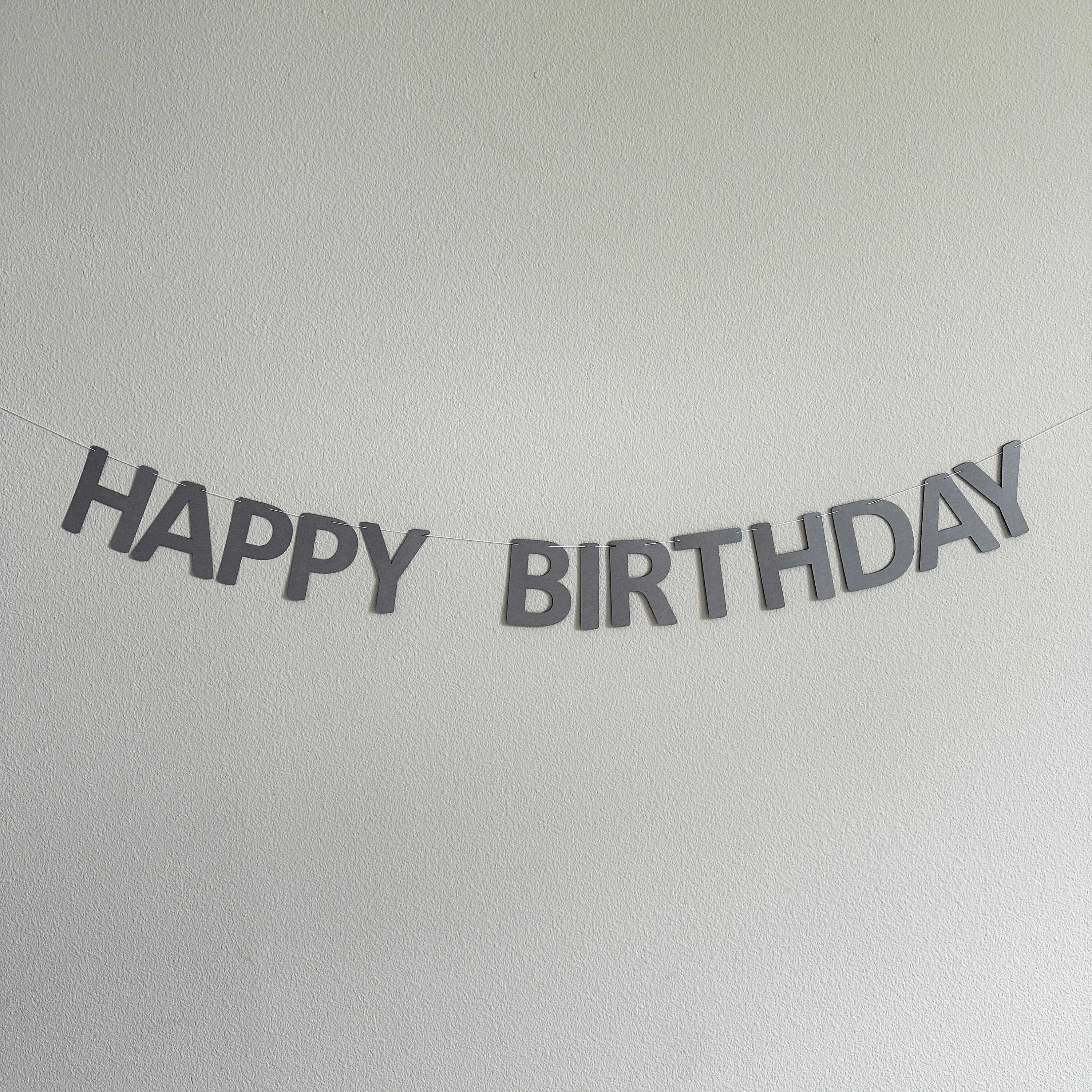 Happy Birthday Banner,  Gray Birthday Party, Gray Party Decorations, Birthday Banner, Birthday Party Banner, Happy Birthday Sign