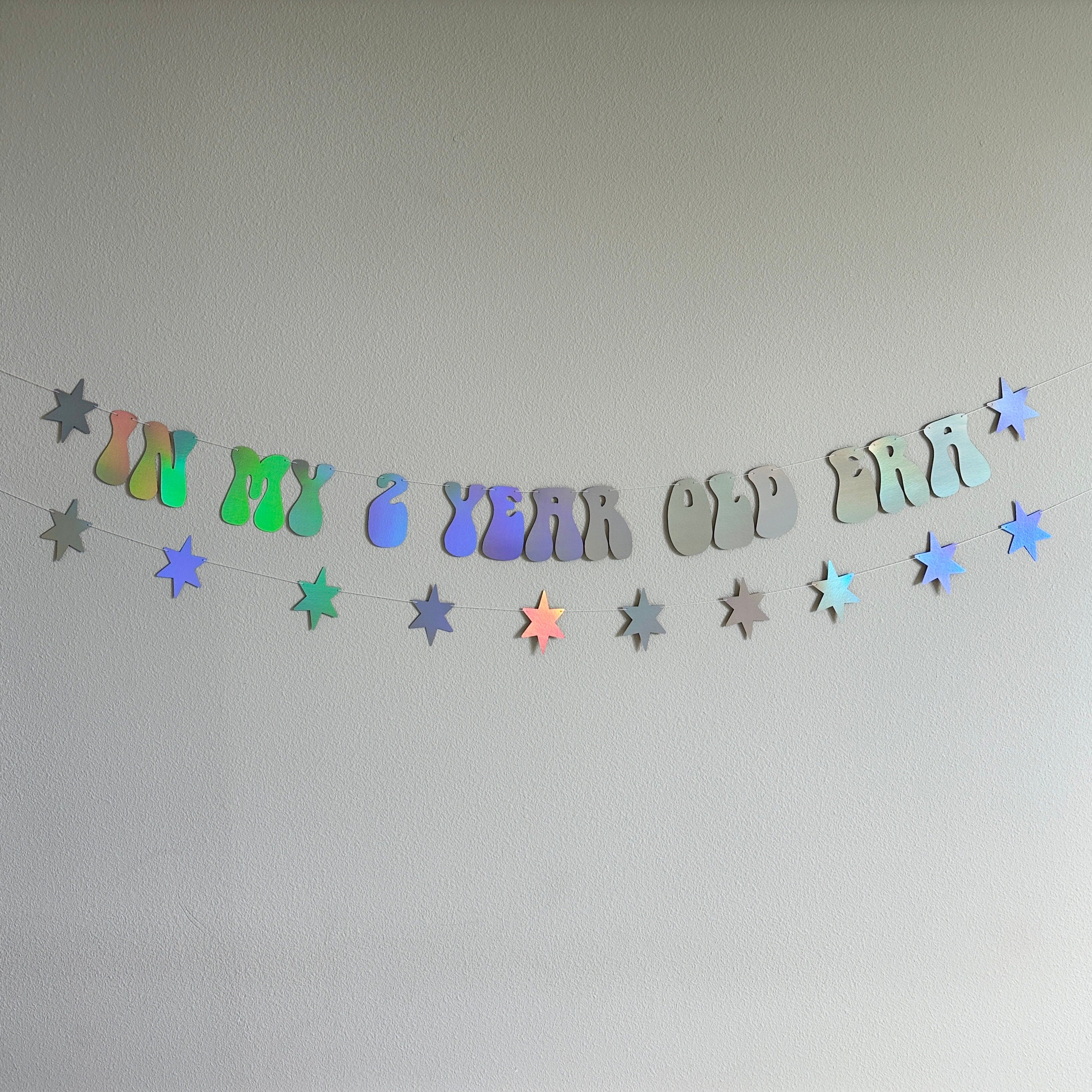 In My 2 Year Old Era, 2nd Birthday Party Decorations, 2nd Birthday Theme Ideas, Holographic 2nd Birthday Banner, In My 2 Year Old Era Banner