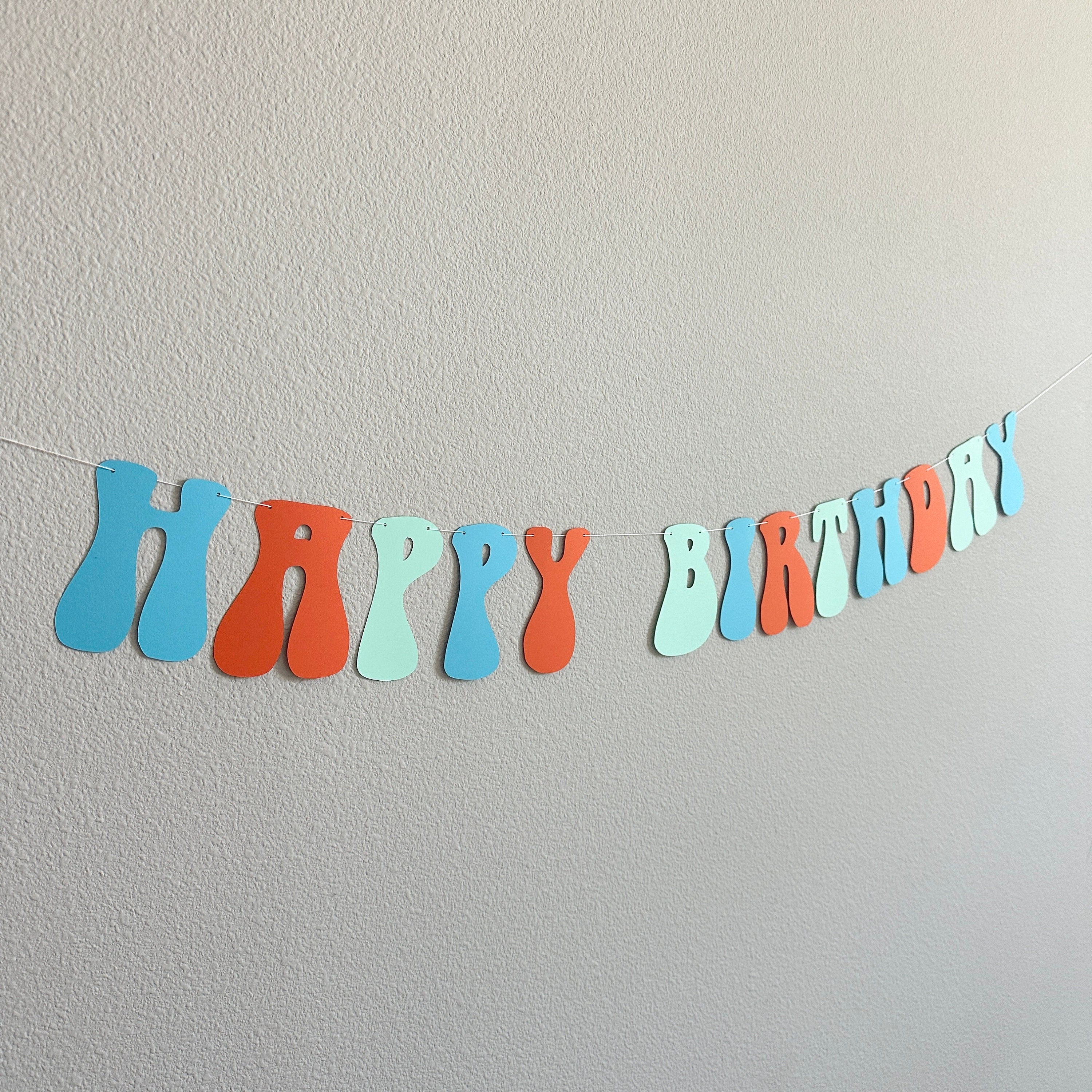 Happy Birthday Banner, Blue Orange Mint, Summertime Birthday Banner, Boy Birthday Banner, Birthday Party Decorations