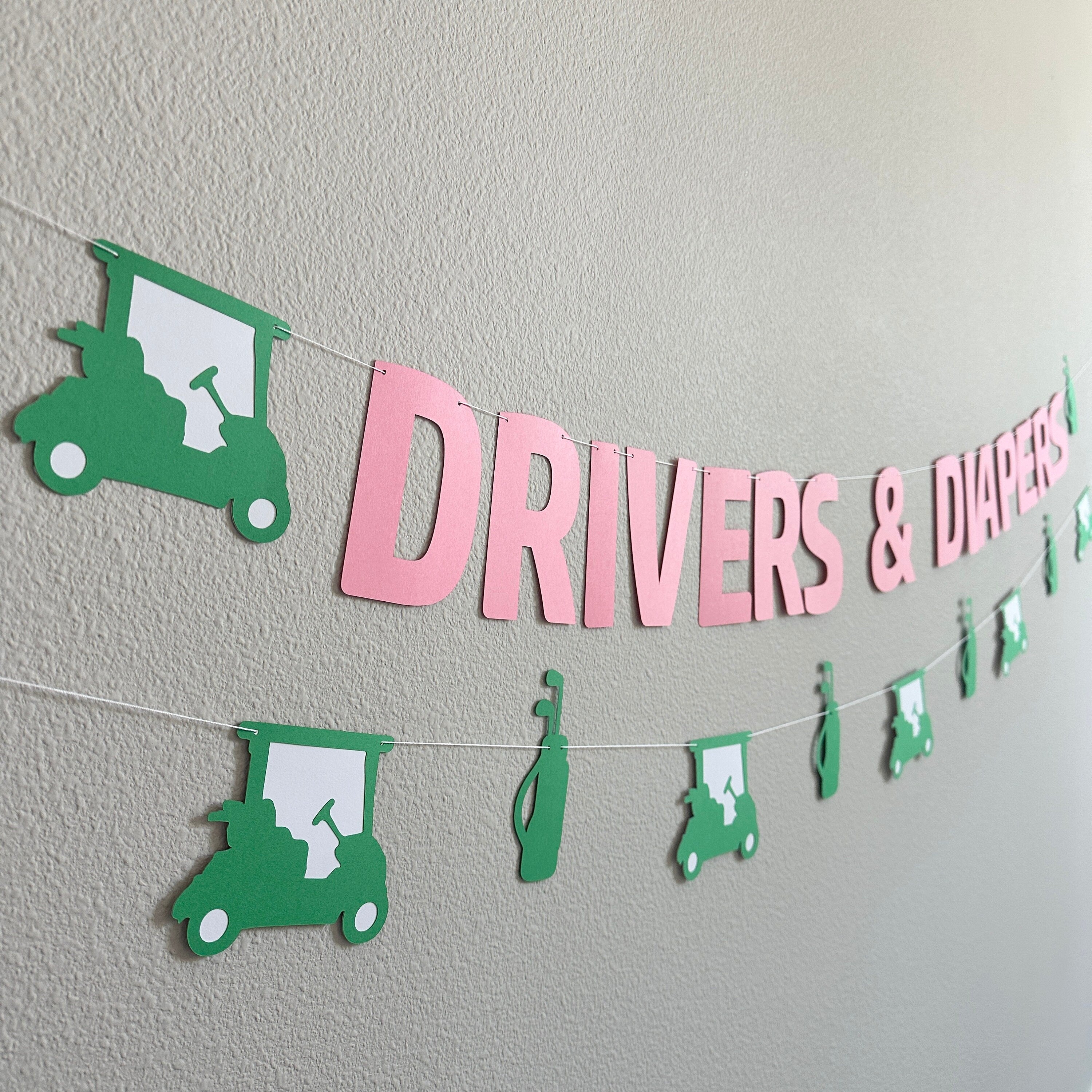 Drivers & Diapers, Golf Baby Shower, Girl Baby Shower, Pink Baby Shower, Golf Themed Baby Shower, Diaper Shower Banner