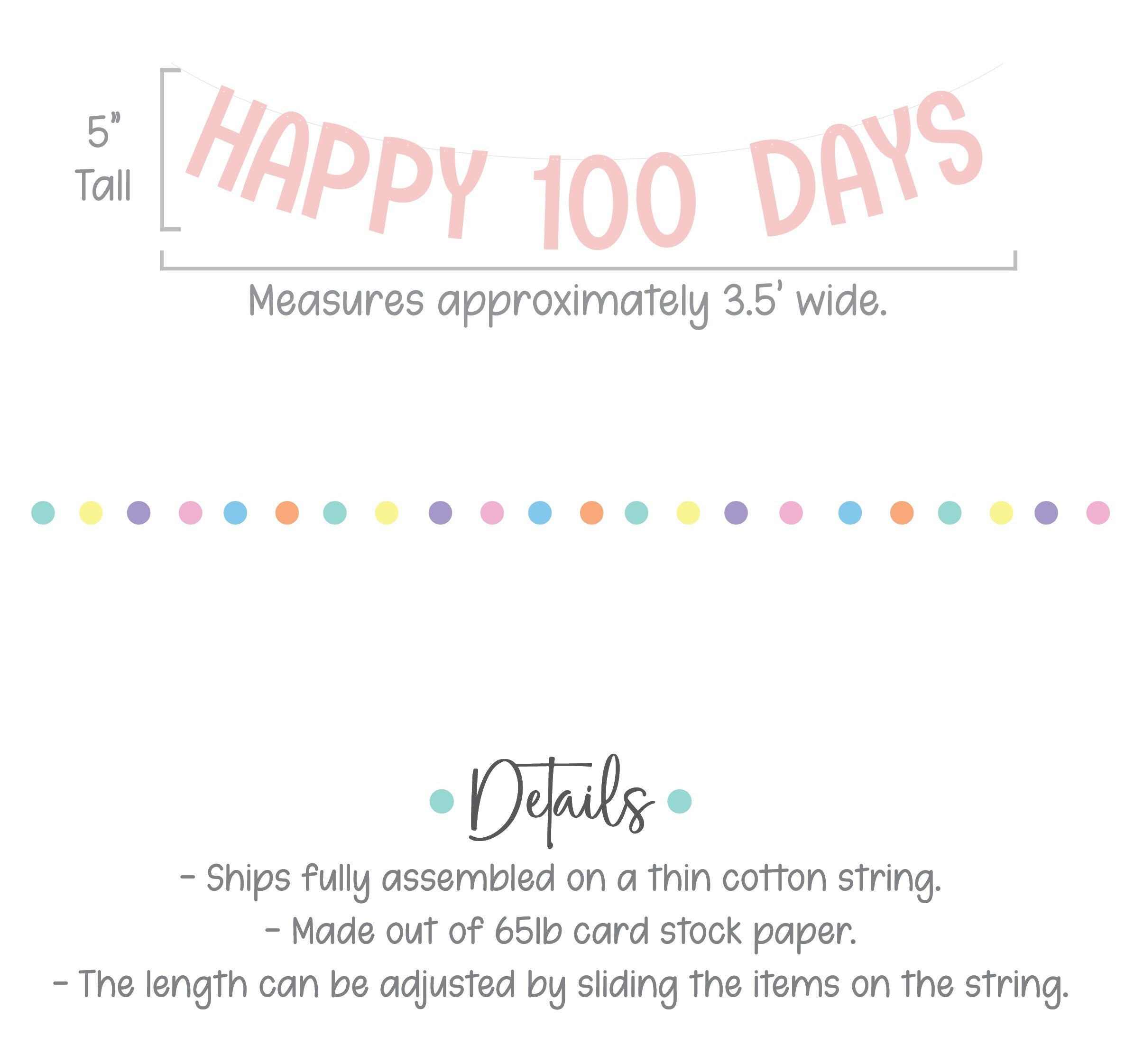 Happy 100 Days, Happy 100 Days Banner, 100 Days Celebration, 100 Days Party, Happy 100 Days Decorations
