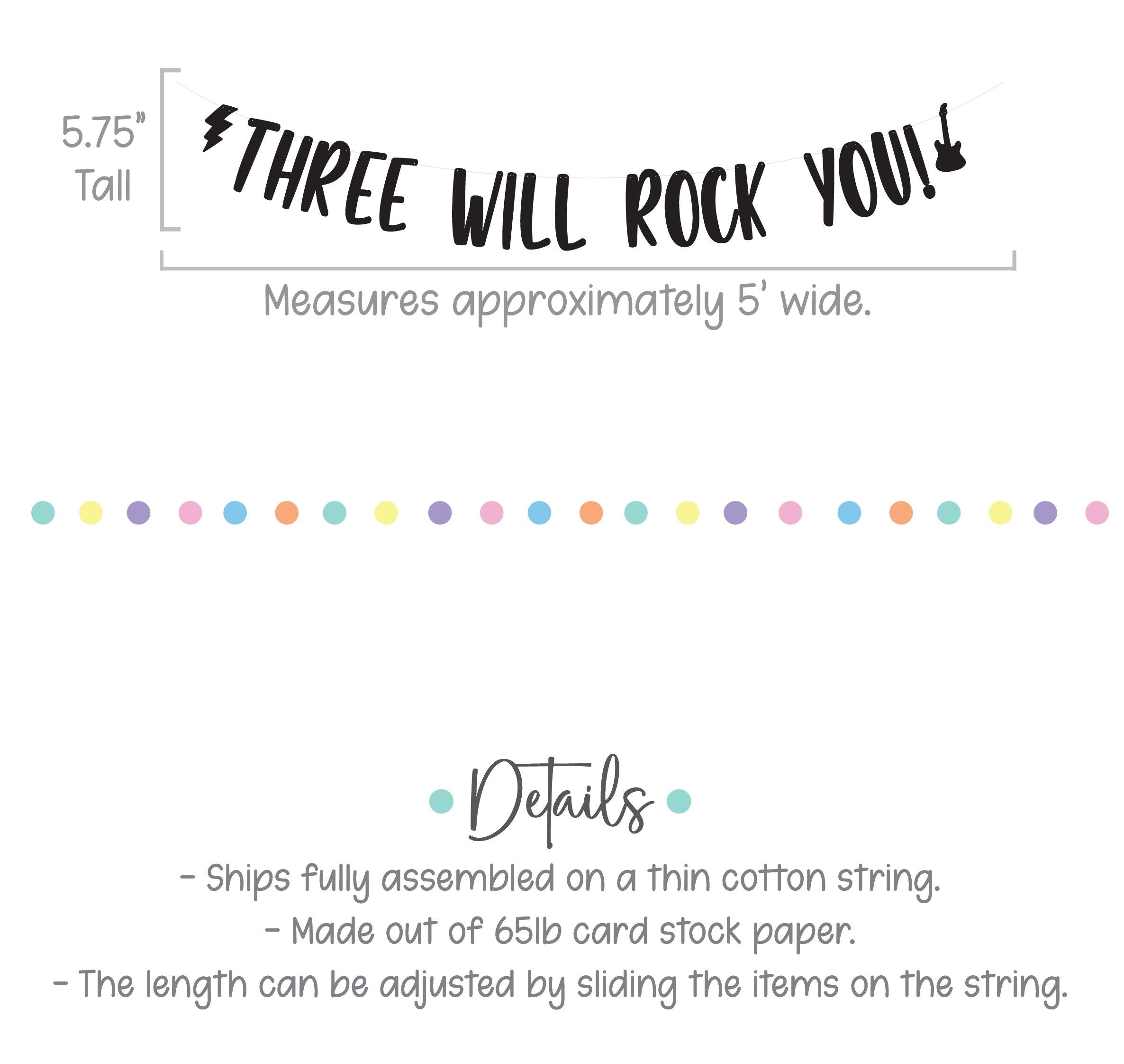 Three Will Rock You, 3rd Birthday, Rock Themed 3rd Birthday, Rock Birthday Banner, Rock N Roll Decorations, Rock n&#39; Roll Theme