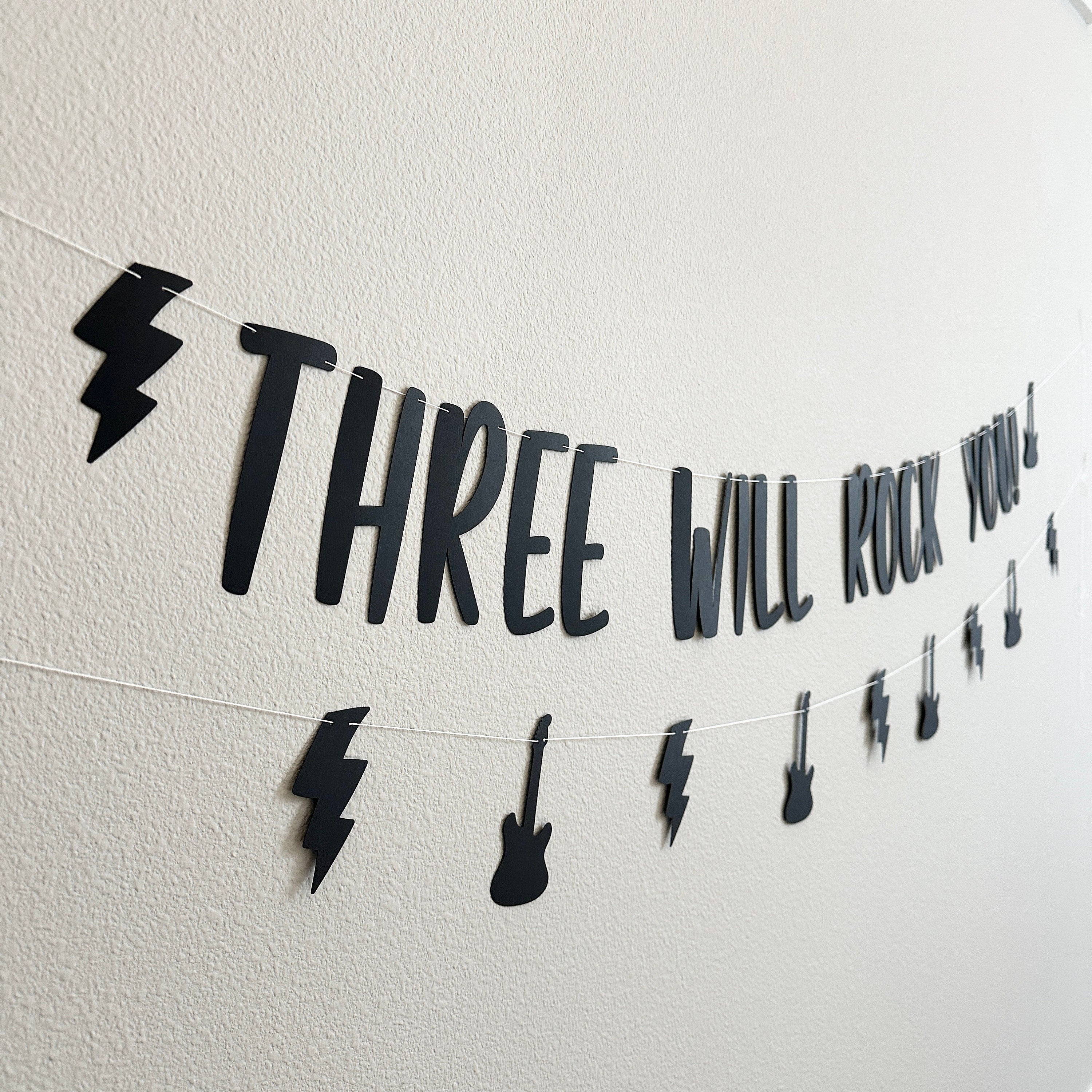 Three Will Rock You, 3rd Birthday, Rock Themed 3rd Birthday, Rock Birthday Banner, Rock N Roll Decorations, Rock n&#39; Roll Theme