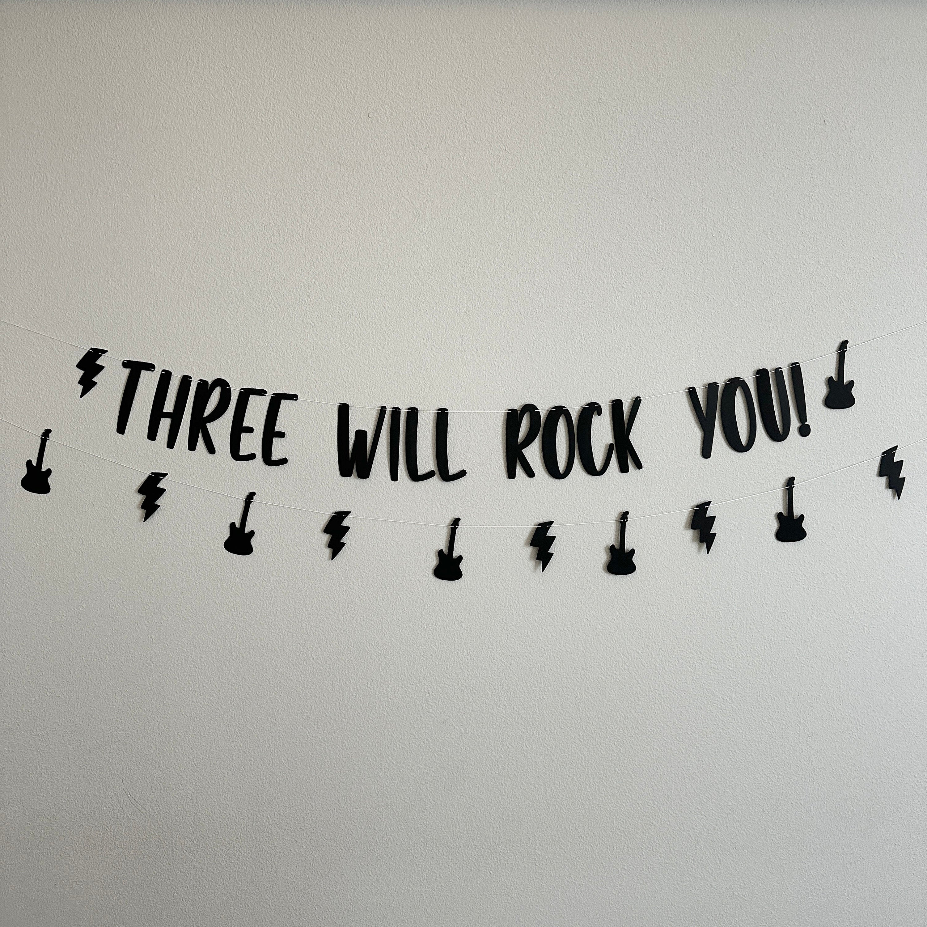 Three Will Rock You, 3rd Birthday, Rock Themed 3rd Birthday, Rock Birthday Banner, Rock N Roll Decorations, Rock n&#39; Roll Theme