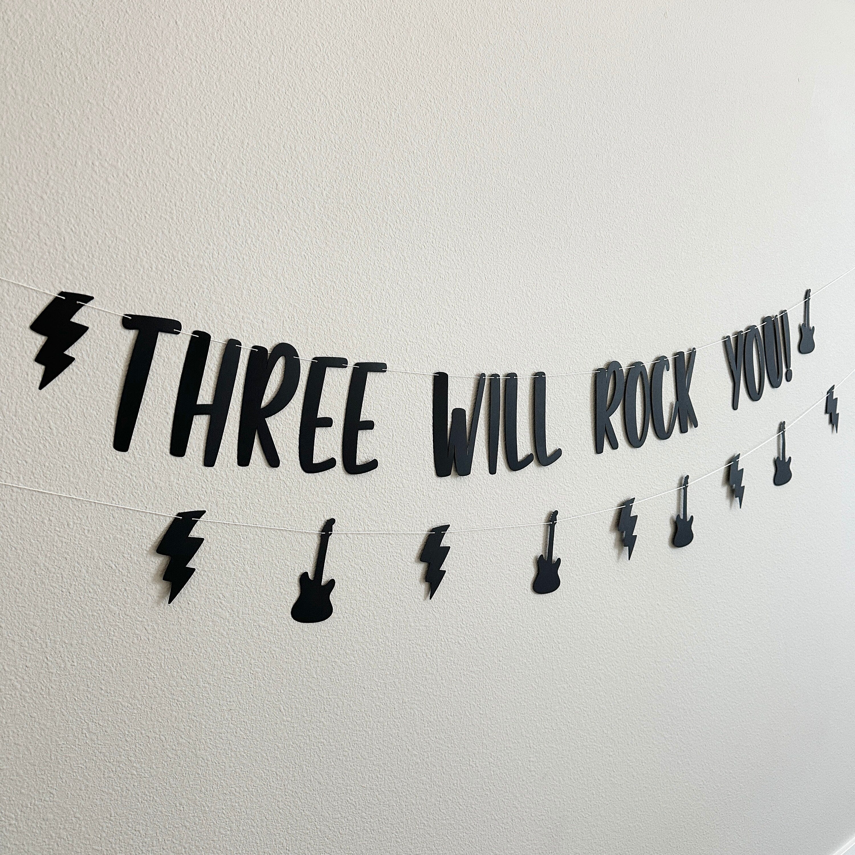 Three Will Rock You, 3rd Birthday, Rock Themed 3rd Birthday, Rock Birthday Banner, Rock N Roll Decorations, Rock n&#39; Roll Theme