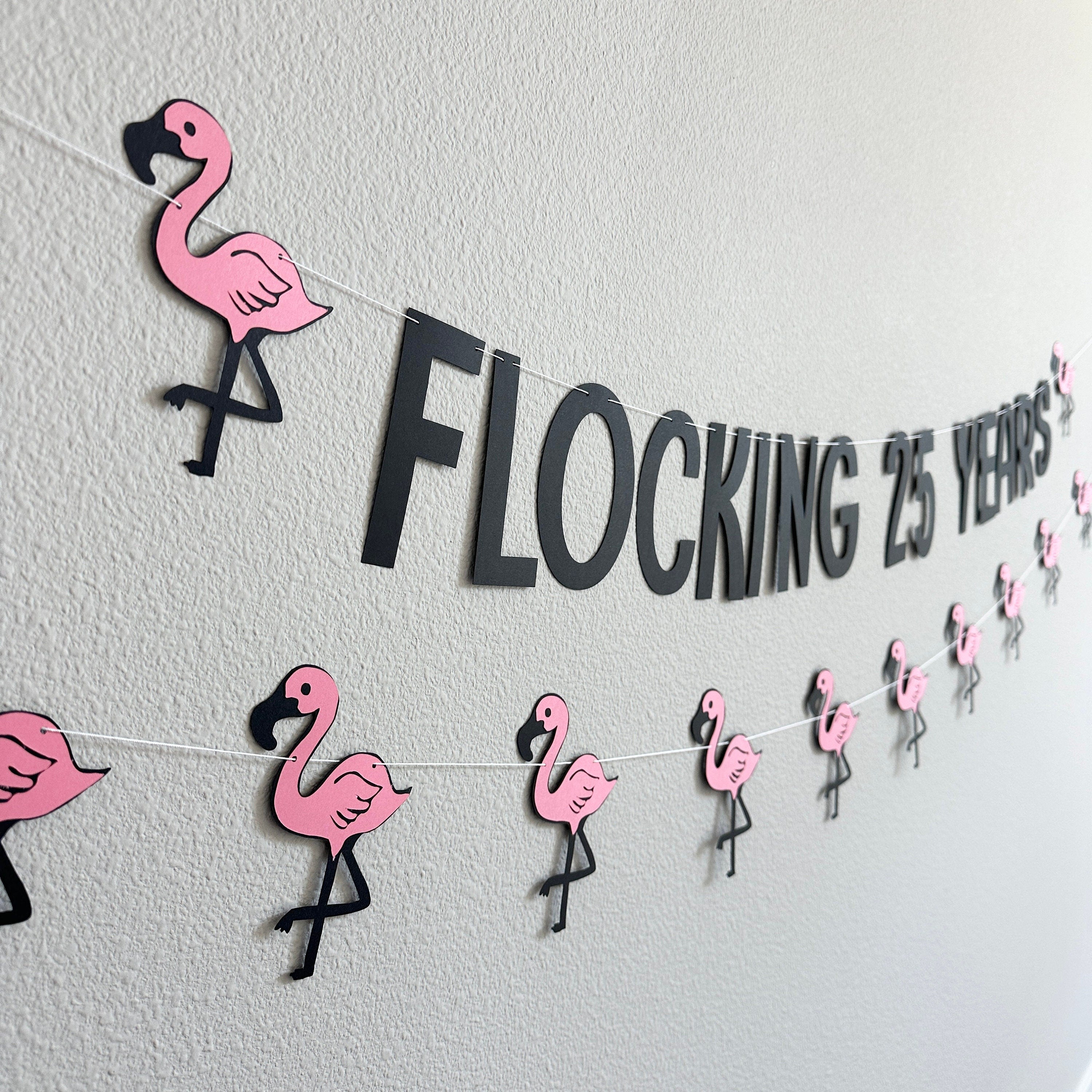 Flocking 25 Years, Workiversary Party Decorations, Anniversary Decorations, Workiversary Celebration, Flamingo Anniversary Party