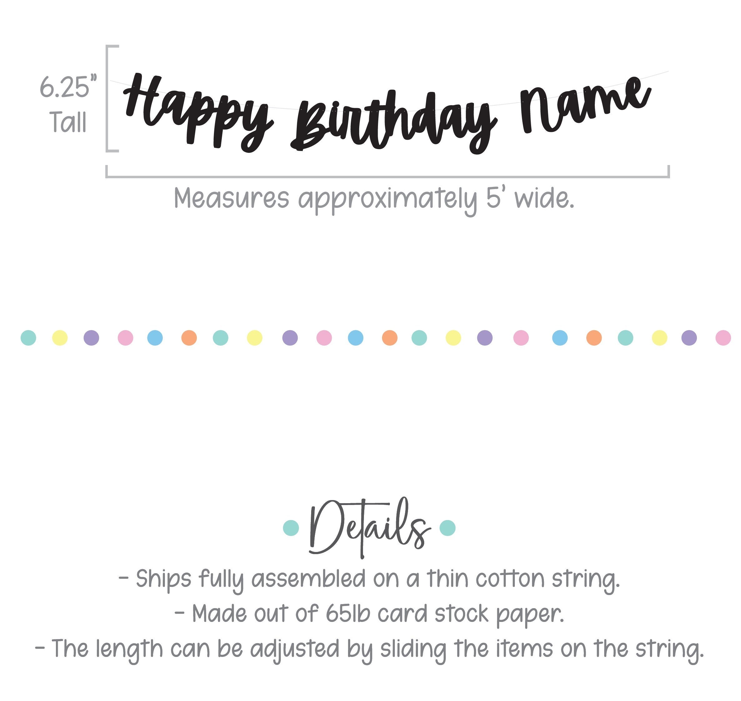 Happy Birthday Name, Happy Birthday Banner, Custom Birthday Banner, Birthday Decorations, Birthday Party Decorations