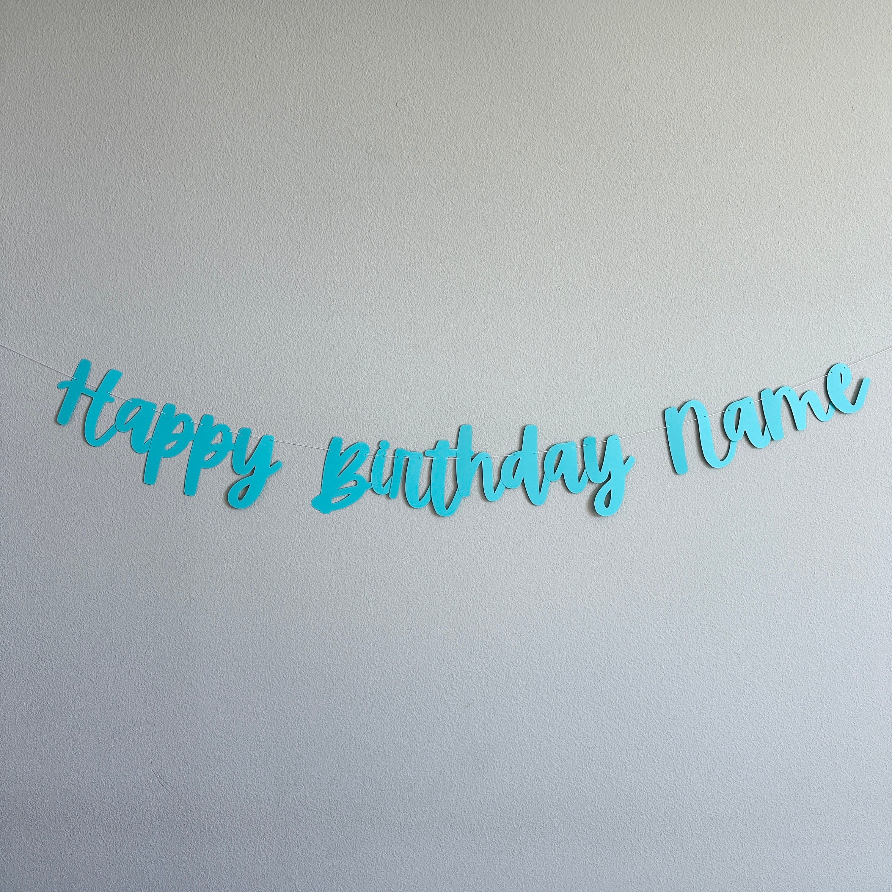 Happy Birthday Name, Happy Birthday Banner, Custom Birthday Banner, Aqua Birthday Decorations, Aqua Happy Birthday Banner, Aqua Party