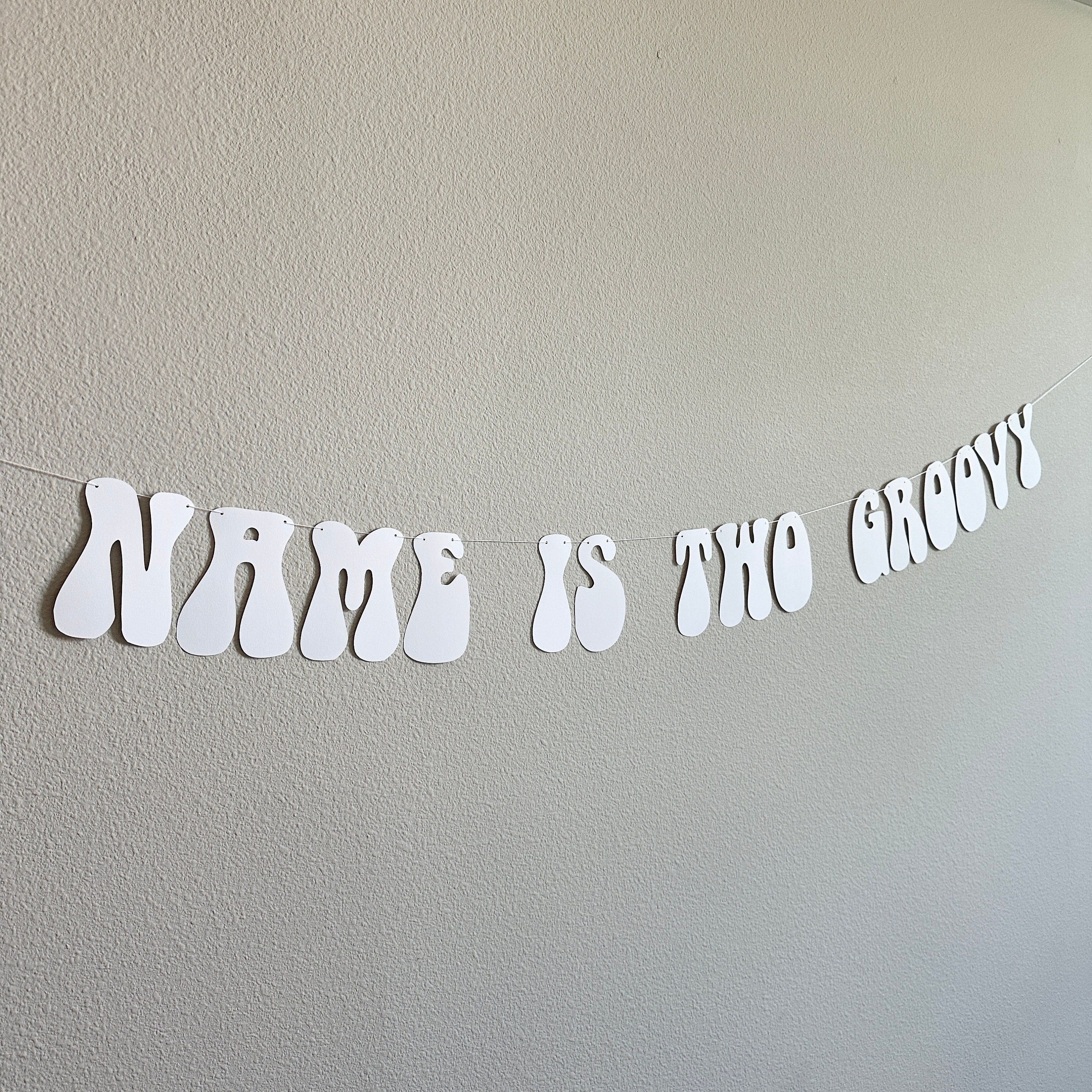 Two Groovy Banner, Name Is Two Groovy, 2nd Birthday Banner, 2nd Birthday Party Theme Ideas, Retro Themed 2nd Birthday Decorations