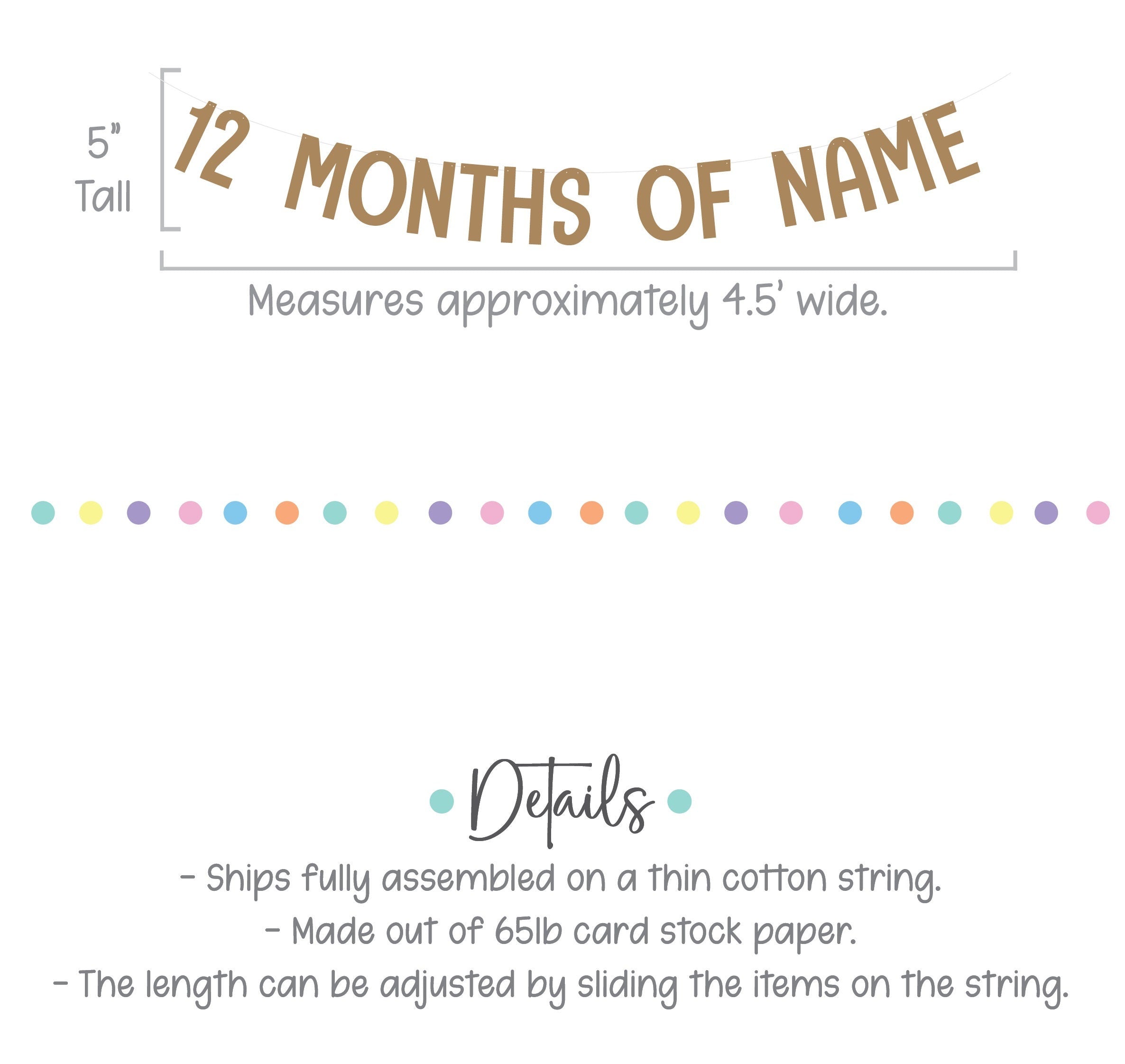 12 Months Of Name Banner, 1st birthday Decorations, Milestone Decorations, Milestone Banner