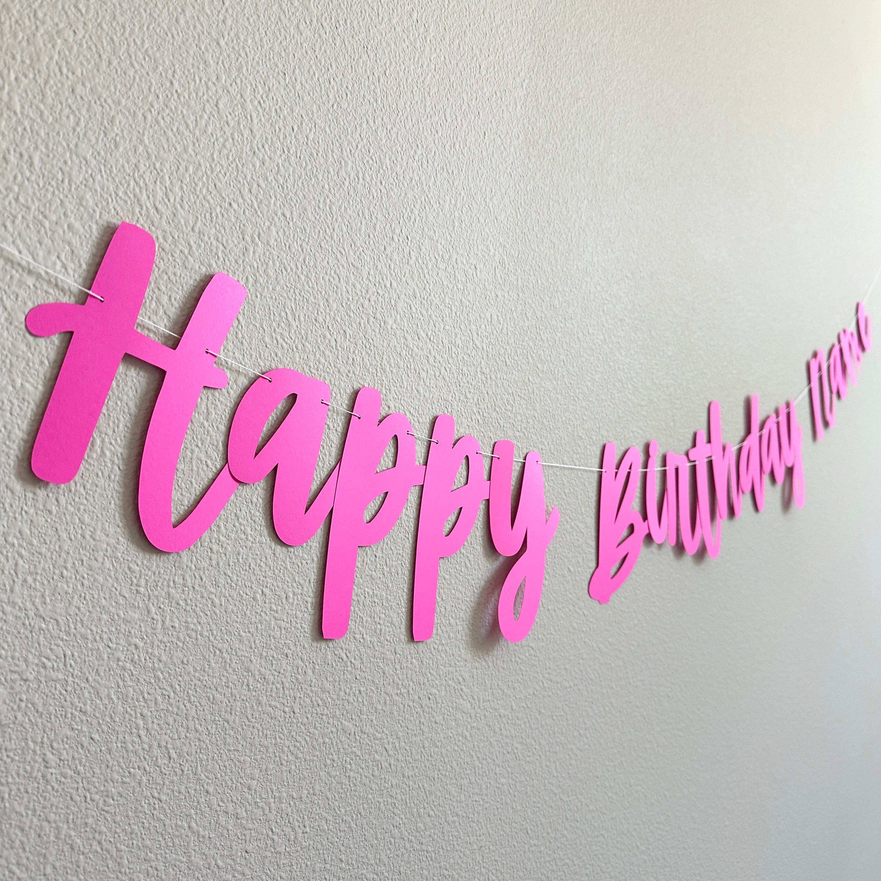 Happy Birthday Name, Happy Birthday Banner, Custom Birthday Banner, Hot Pink Birthday Decorations, Fuchsia Happy Birthday Banner, Pink Party