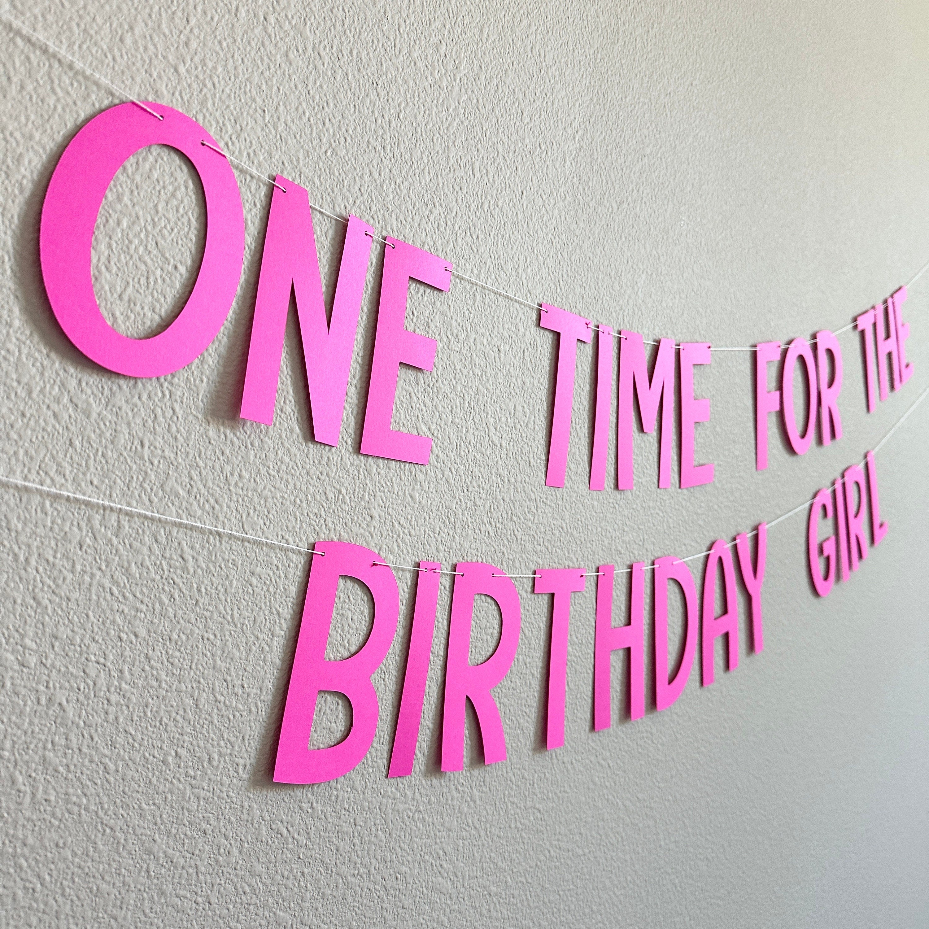 One Time For The Birthday Girl Banner, One Time For The Birthday Girl Decorations, Birthday Girl Banner, Pink Birthday Party Decorations