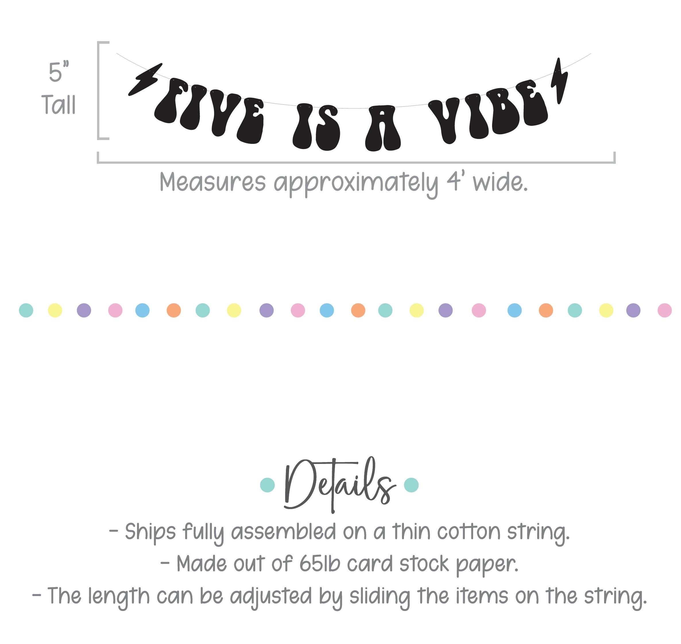 Five Is A Vibe, 5th Birthday Party Banner, Five Is A Vibe Banner, 5 Is A Vibe Decorations, 5th Birthday Decorations, 5th Birthday