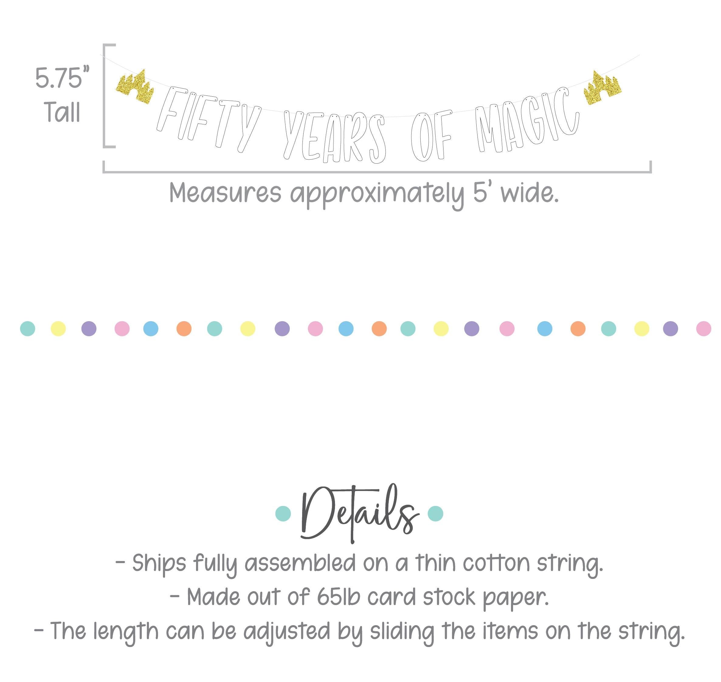 Fifty Years Of Magic, 50th Anniversary Banner, 50th Anniversary Decorations, Anniversary Celebration, Castle Themed Anniversary Decorations