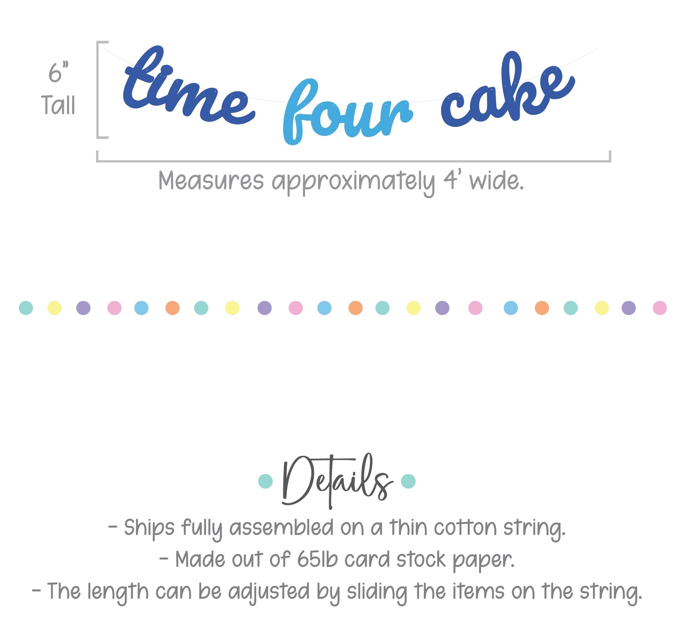 Time Four Cake, 4th Birthday Party Ideas, Blue 4th Birthday Decorations, Time Four Cake Banner, It&#39;s Time Four Cake