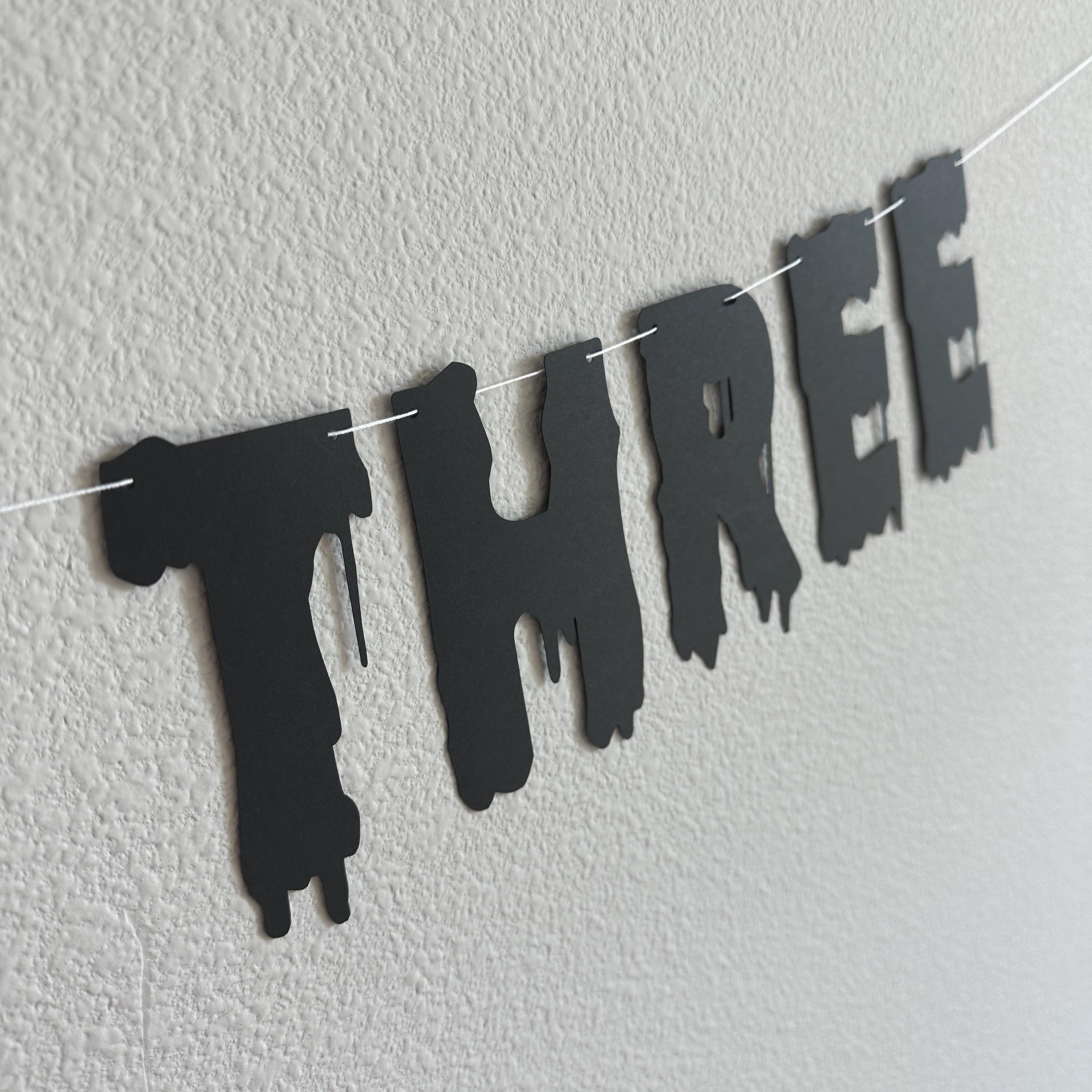 Trick Or Three, Trick Or Three Banner, Halloween Themed 3rd Birthday, October 3rd Birthday Ideas, 3rd Birthday Party Decorations