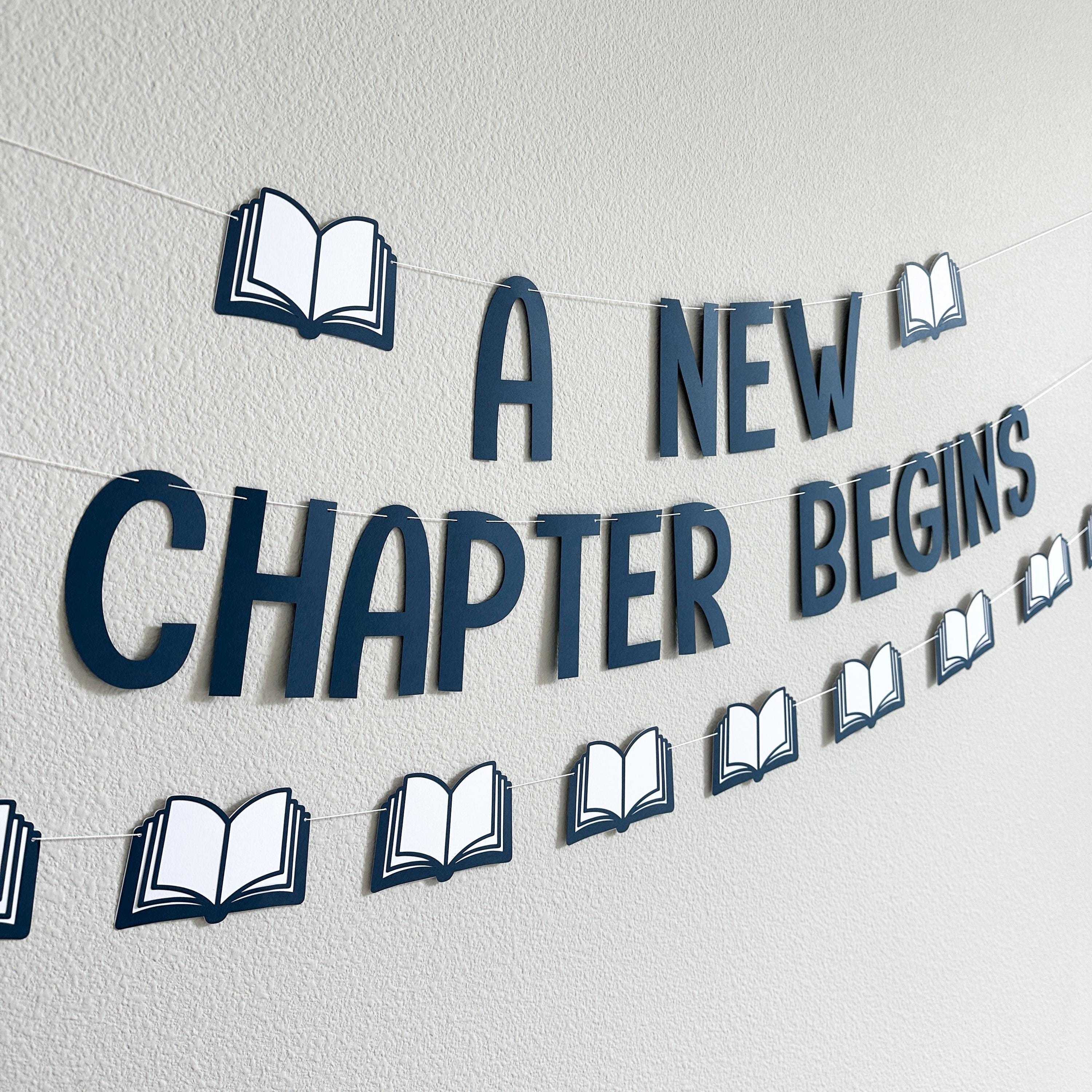 A New Chapter Begins, A New Chapter Begins Banner, A New Chapter Begins Decorations, Book Themed Baby Shower, Reading Themed Banner