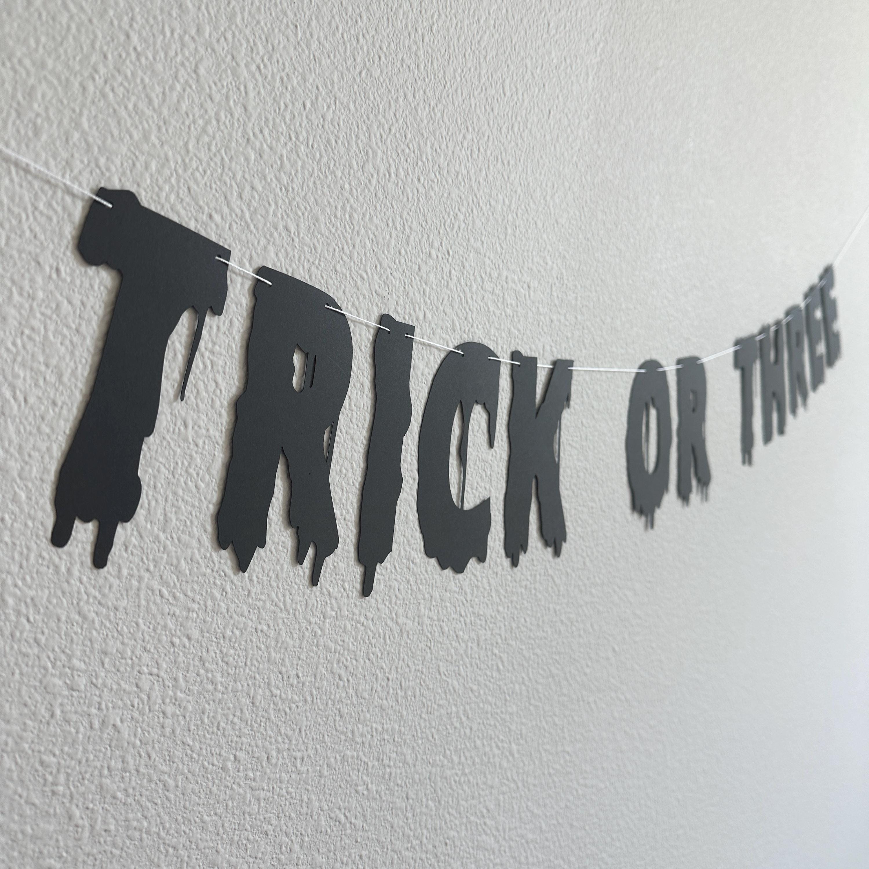 Trick Or Three, Trick Or Three Banner, Halloween Themed 3rd Birthday, October 3rd Birthday Ideas, 3rd Birthday Party Decorations