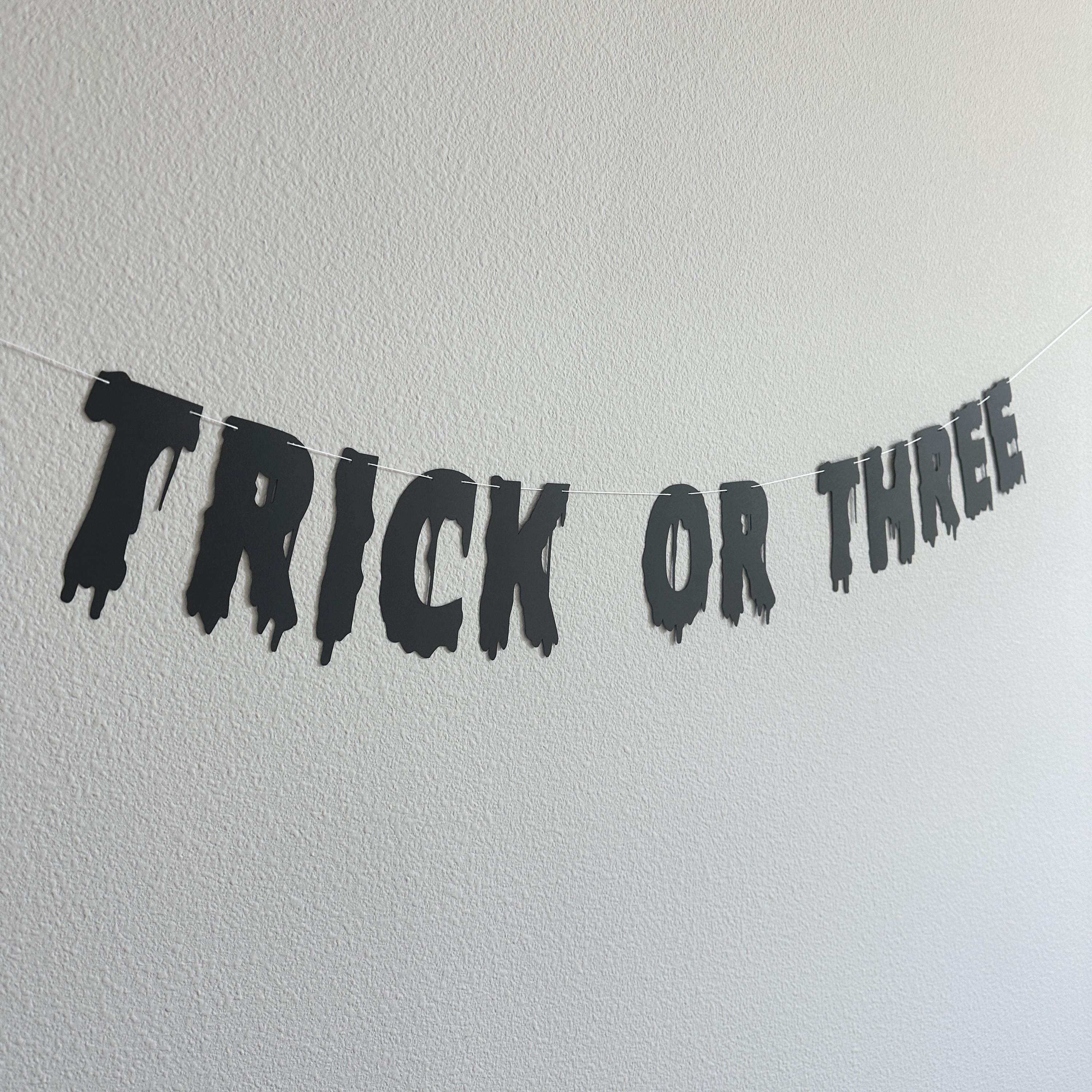 Trick Or Three, Trick Or Three Banner, Halloween Themed 3rd Birthday, October 3rd Birthday Ideas, 3rd Birthday Party Decorations