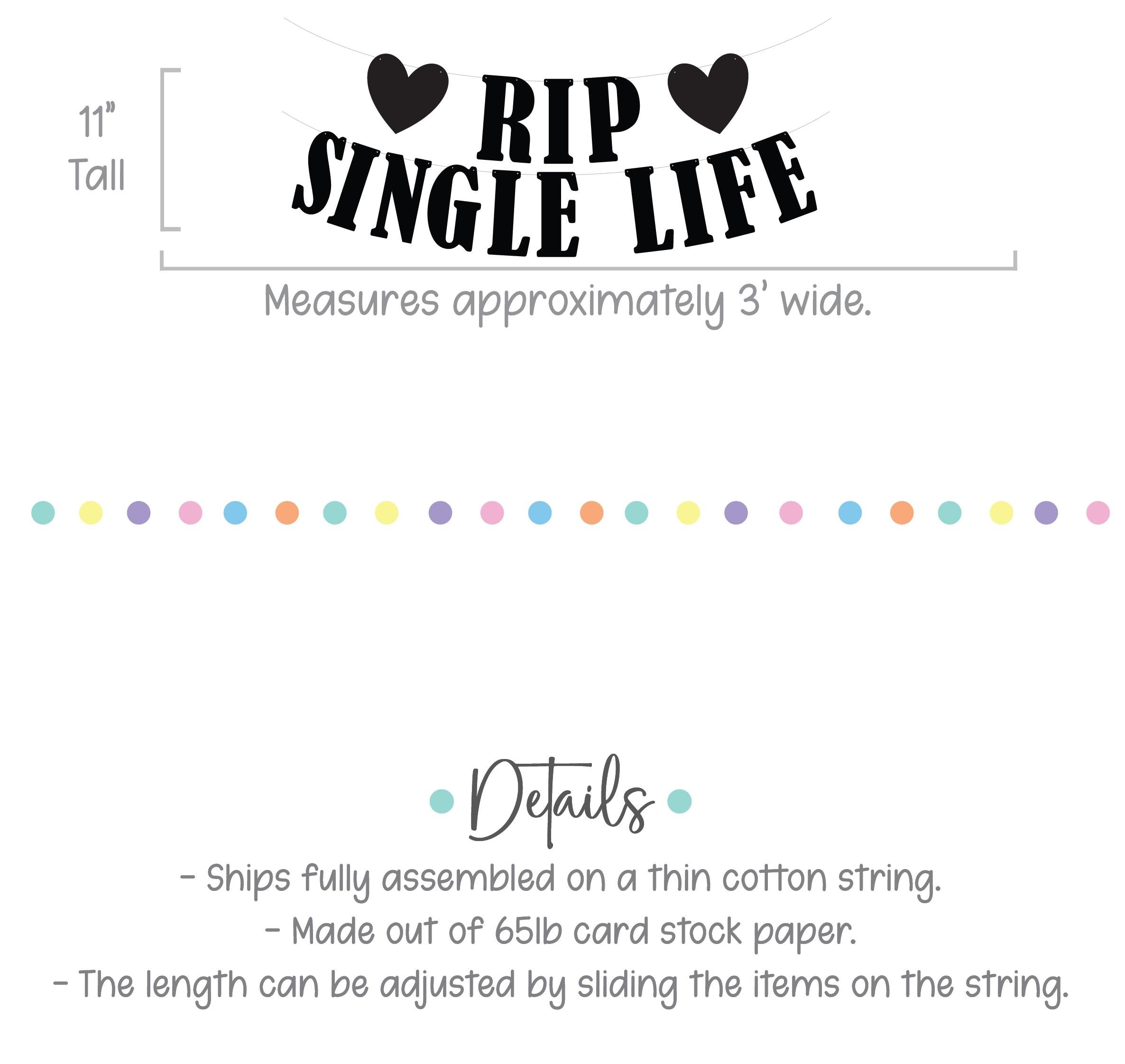 RIP Single Life, Halloween Bachelorette Party Ideas, October Bachelorette Decorations, RIP Single Life Banner, RIP Single Life Decorations