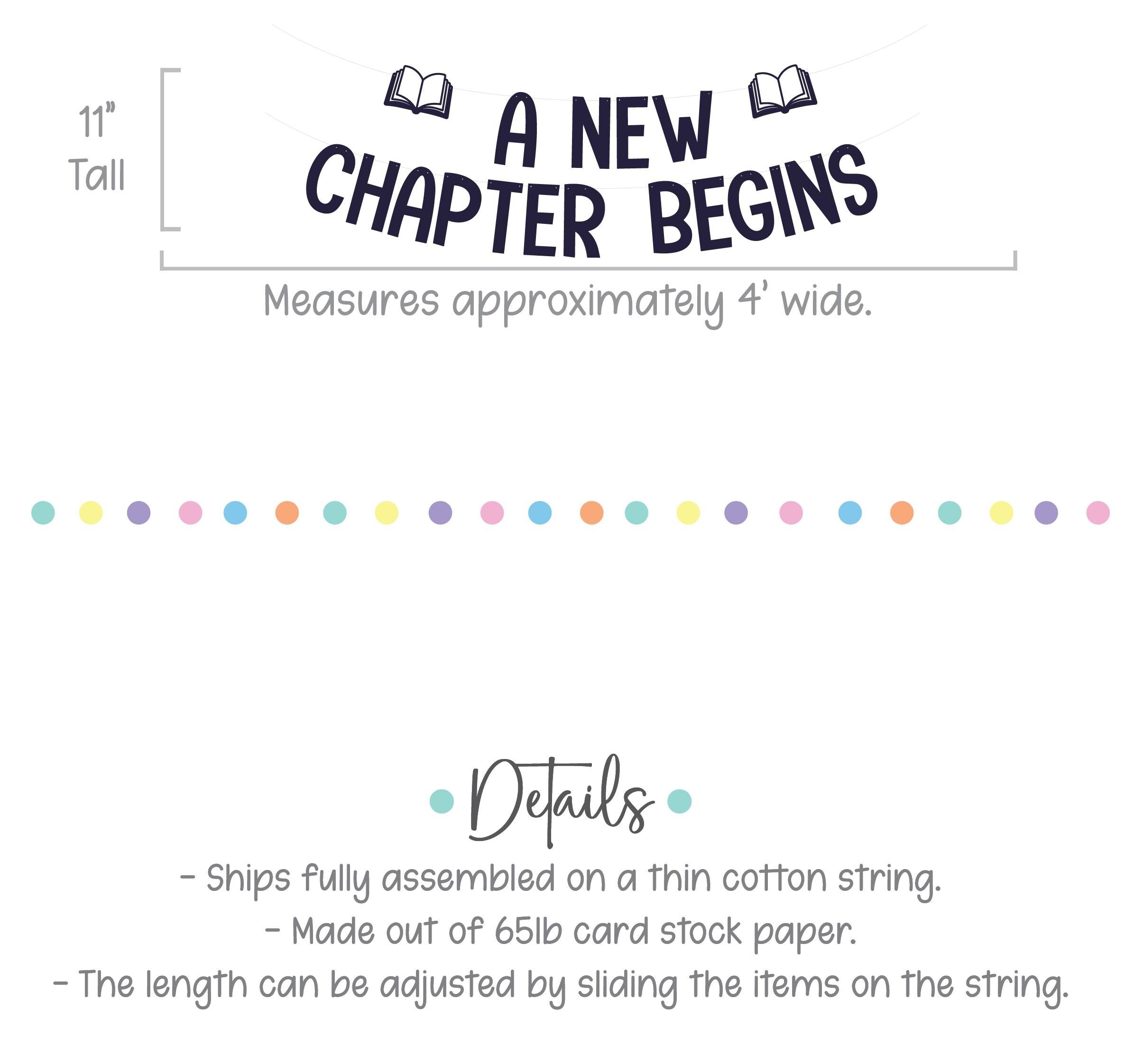A New Chapter Begins, A New Chapter Begins Banner, A New Chapter Begins Decorations, Book Themed Baby Shower, Reading Themed Banner