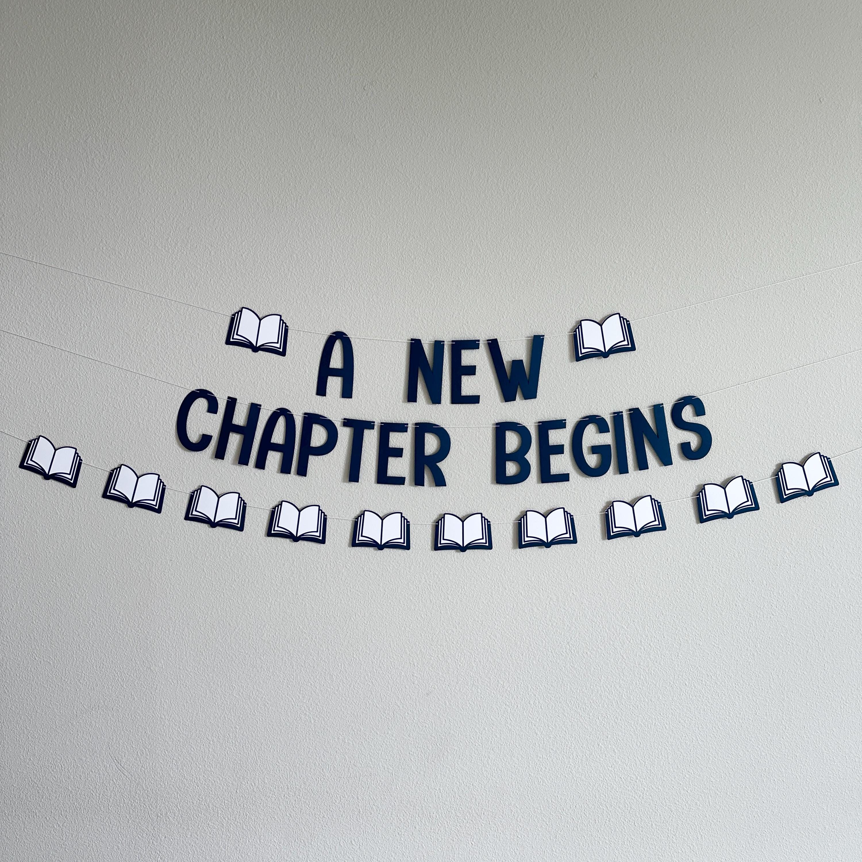 A New Chapter Begins, A New Chapter Begins Banner, A New Chapter Begins Decorations, Book Themed Baby Shower, Reading Themed Banner