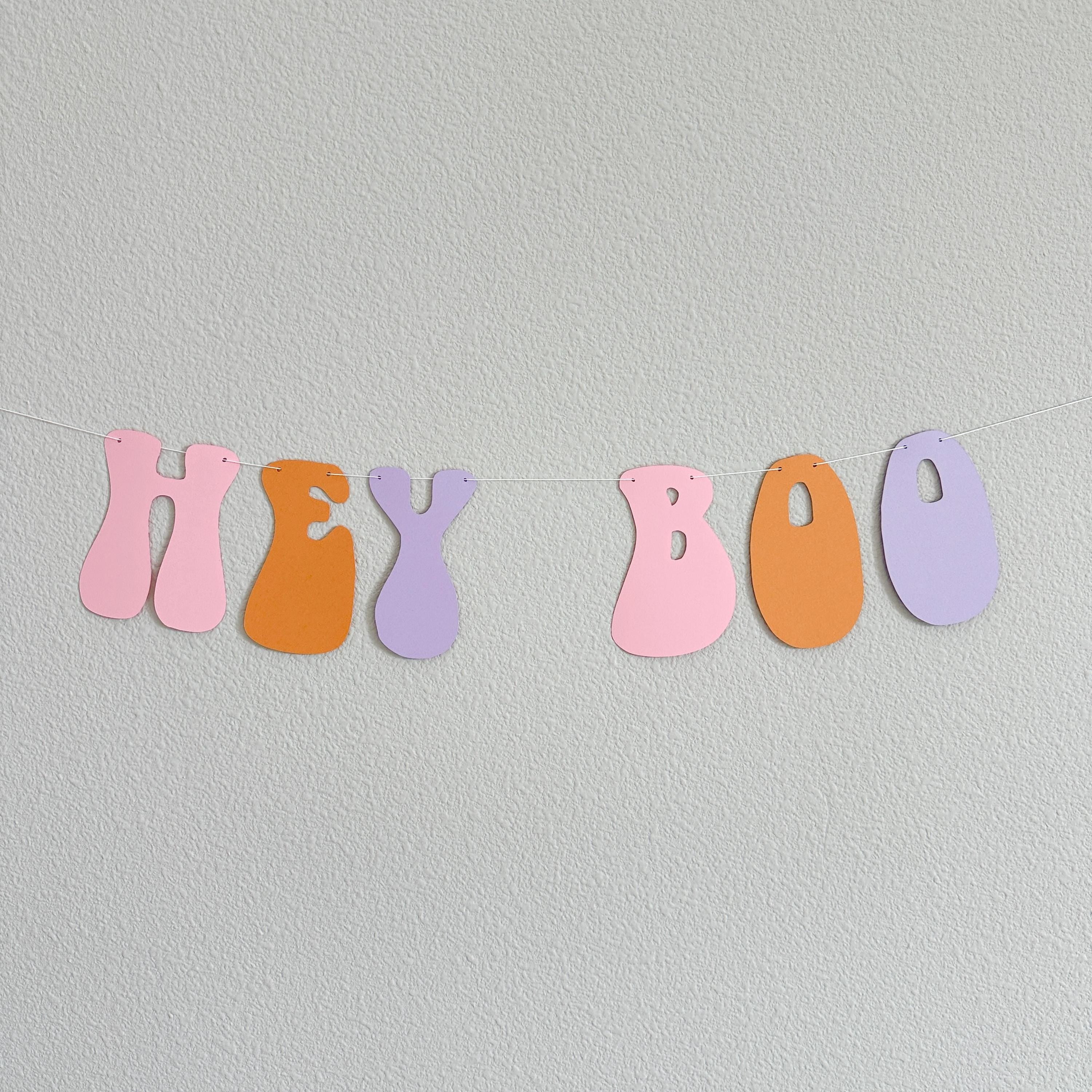 Hey Boo, Hey Boo Banner, Hey Boo Decorations, Halloween Decorations, Halloween Party, Halloween 2024 Trends, Pink Halloween