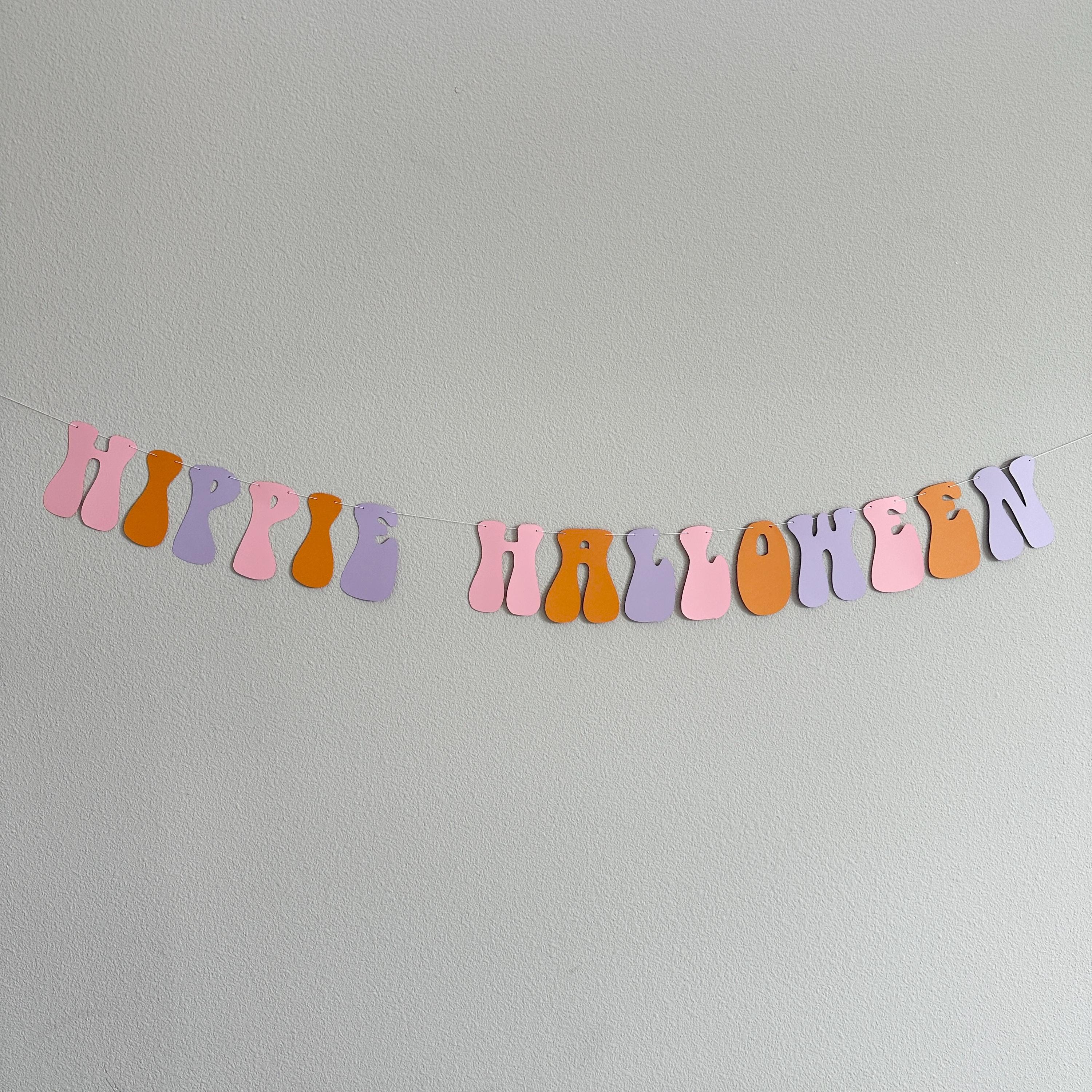 Hippie Halloween, Hippie Halloween Banner, Hippie Halloween Decorations, Halloween 2024 Trends, Pink Orange Lavender Halloween