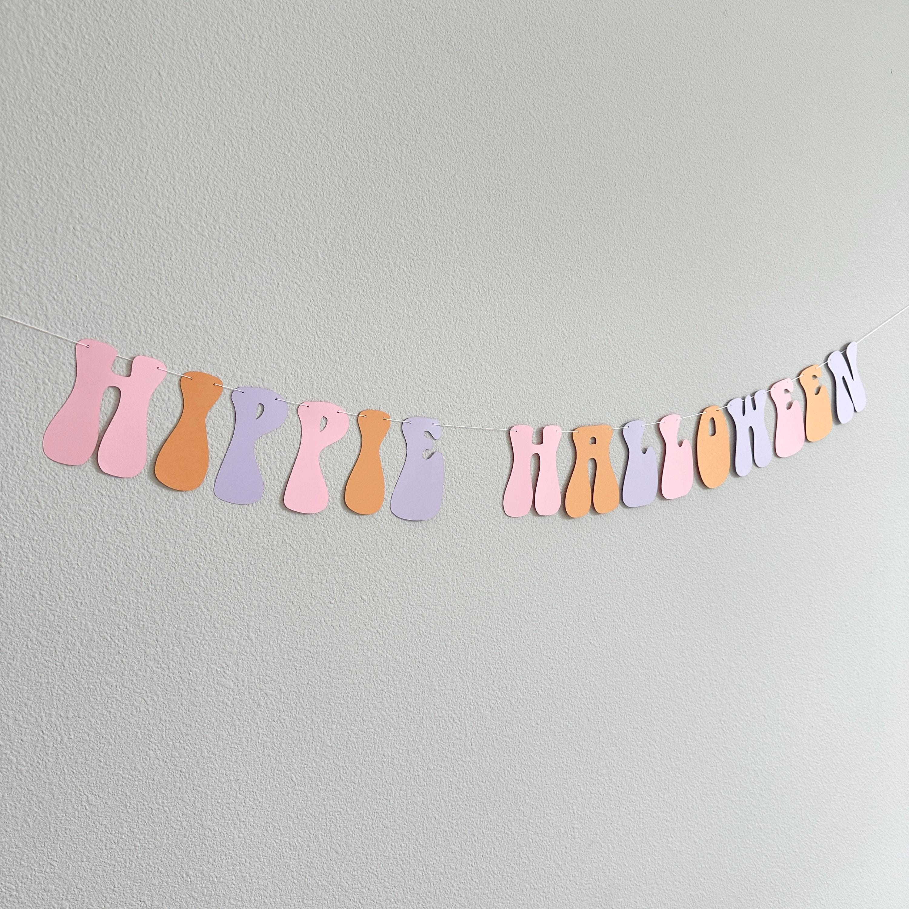 Hippie Halloween, Hippie Halloween Banner, Hippie Halloween Decorations, Halloween 2024 Trends, Pink Orange Lavender Halloween