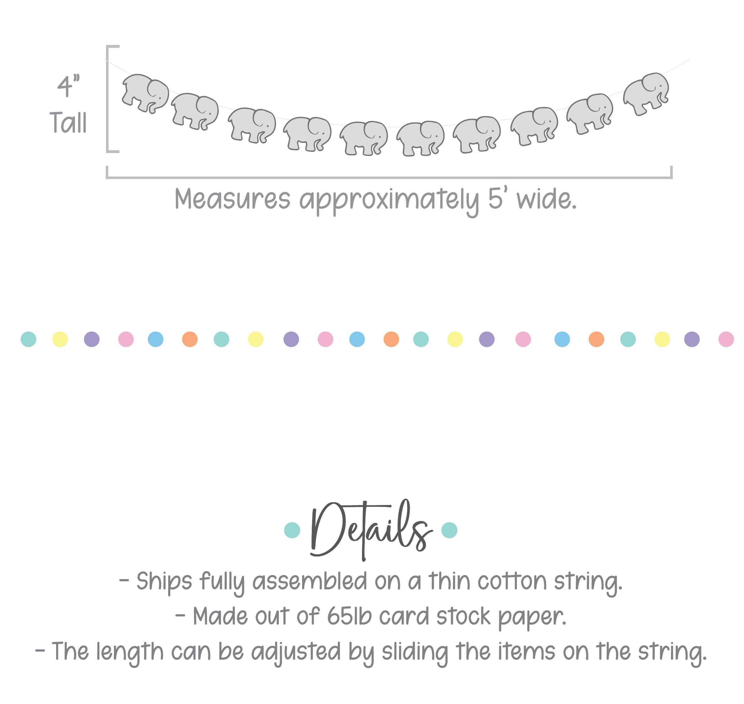 Elephant Garland, Elephant Banner, Cute Elephant Decor, Babies Room Elephants, Elephant Birthday Party Decorations, Cute Elephants