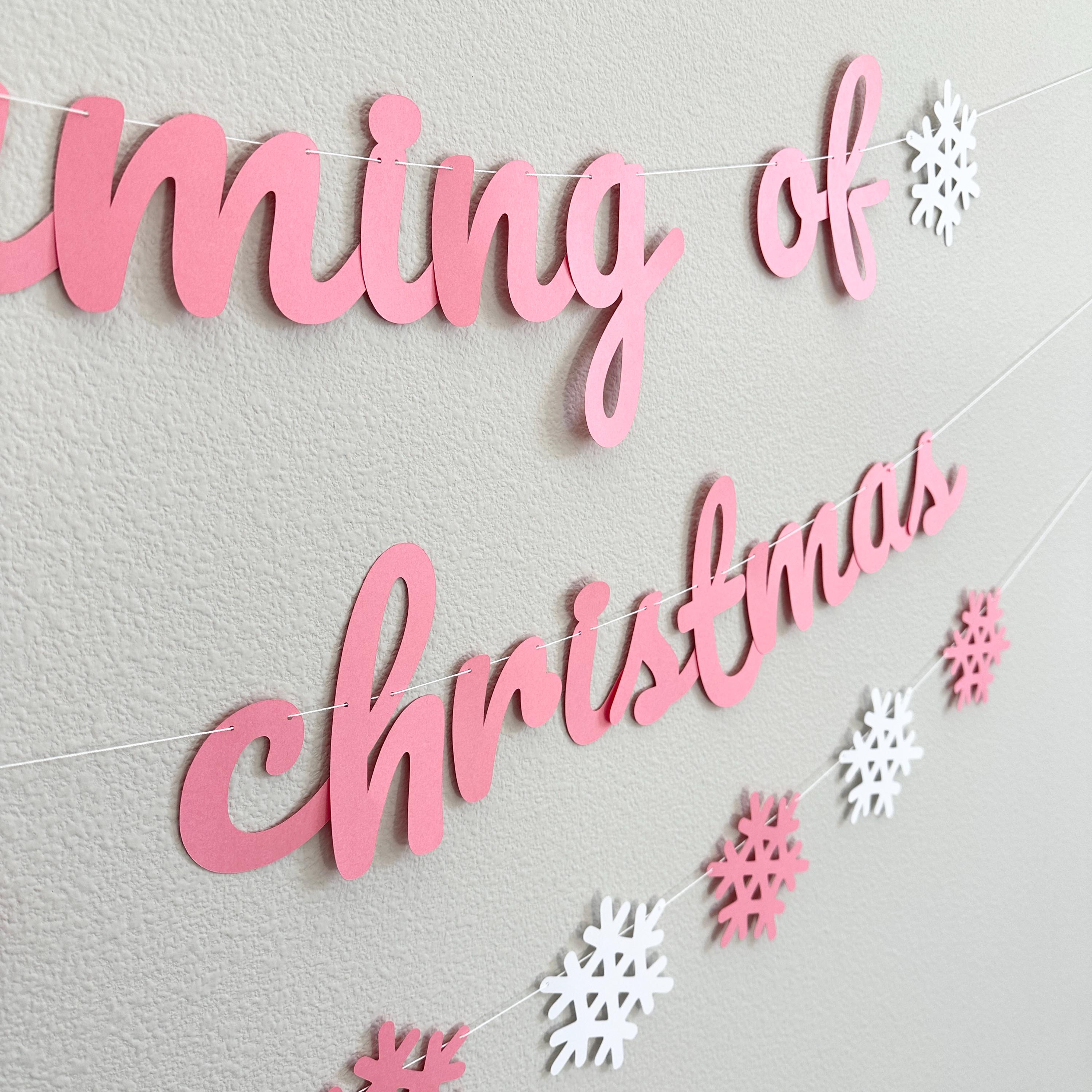 Dreaming Of A Pink Christmas, Dreaming Of a Pink Christmas Banner, Pink Christmas, Pink Christmas Decorations, Pink Snowflake Decorations