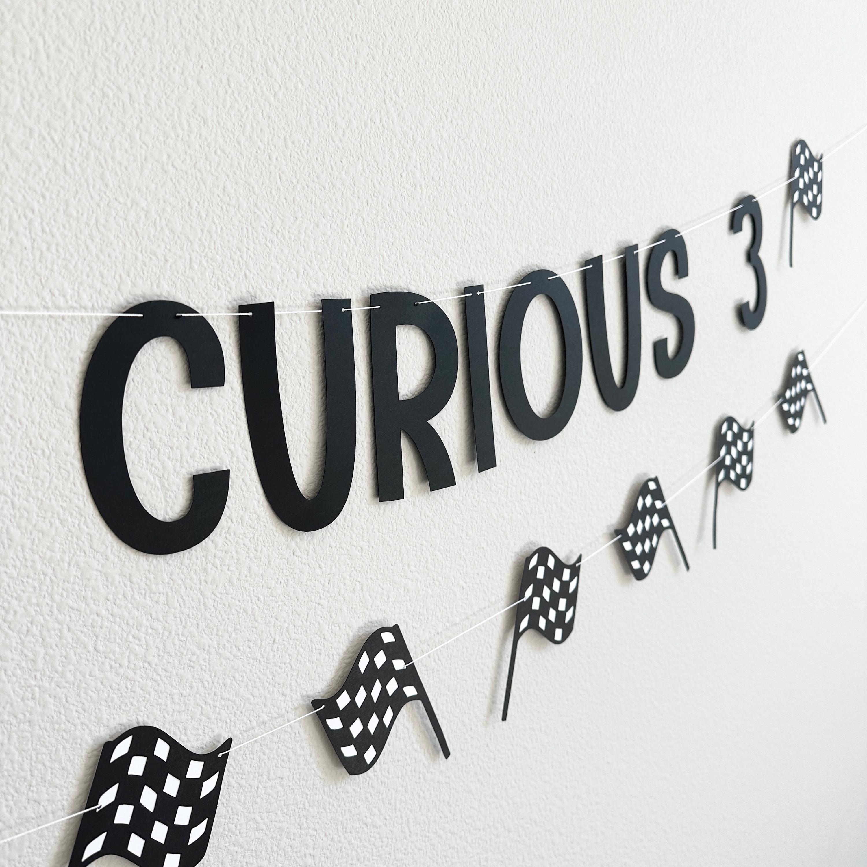 Fast & Curious 3, 3rd birthday Party Decoration Ideas, Racing 3rd Birthday Party, Fast and Curious 3 Banner, Fast and Curious Theme