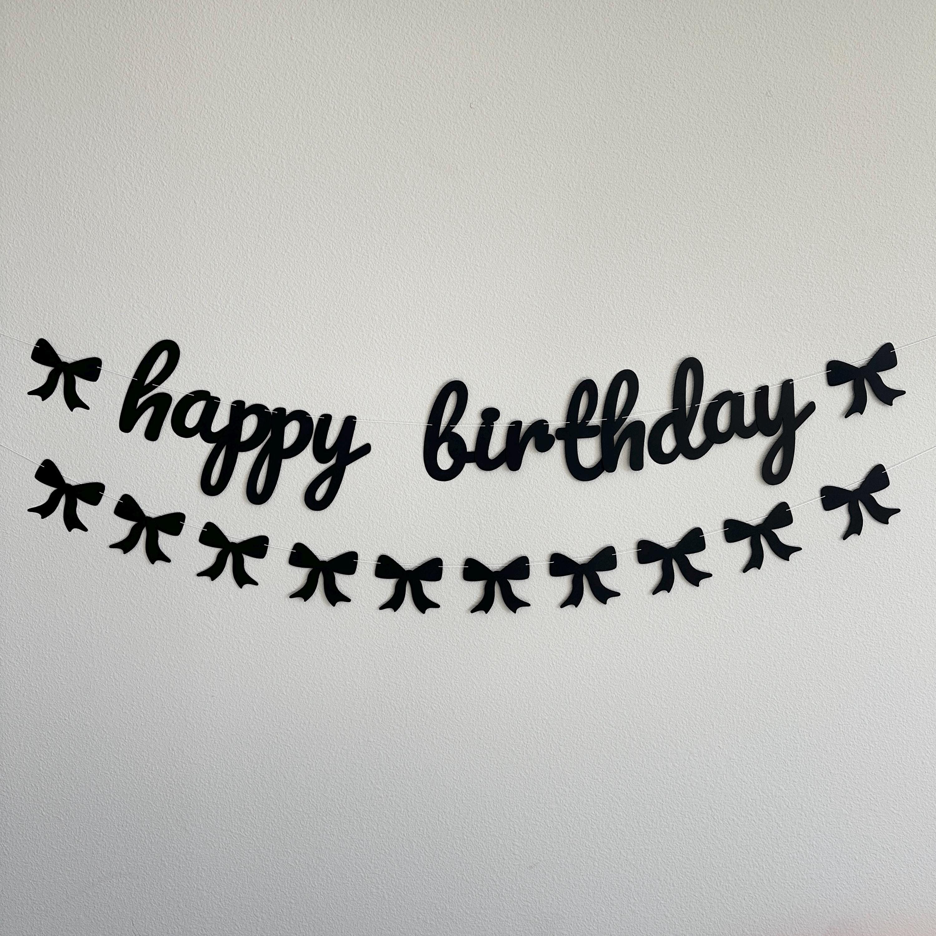 Happy Birthday Banner, Coquette Birthday Banner, Coquette Decorations, Coquette Theme, Coquette Banner, Black Bow Happy Birthday Banner