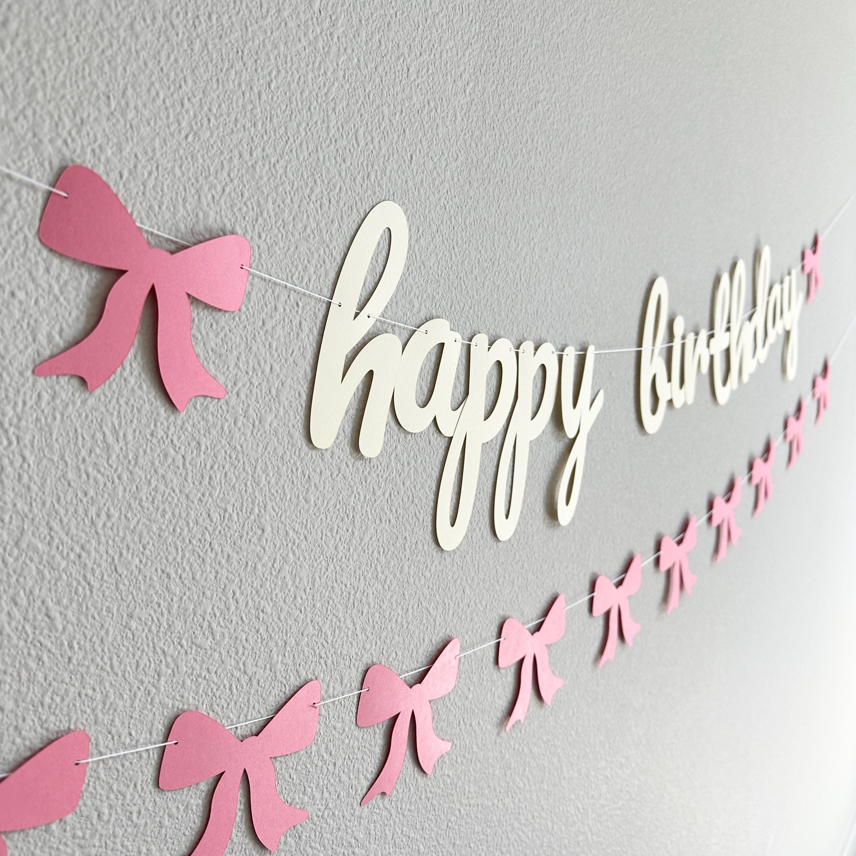 Happy Birthday Banner, Coquette Birthday Banner, Coquette Decorations, Coquette Theme, Coquette Banner, Beige Happy Birthday Banner