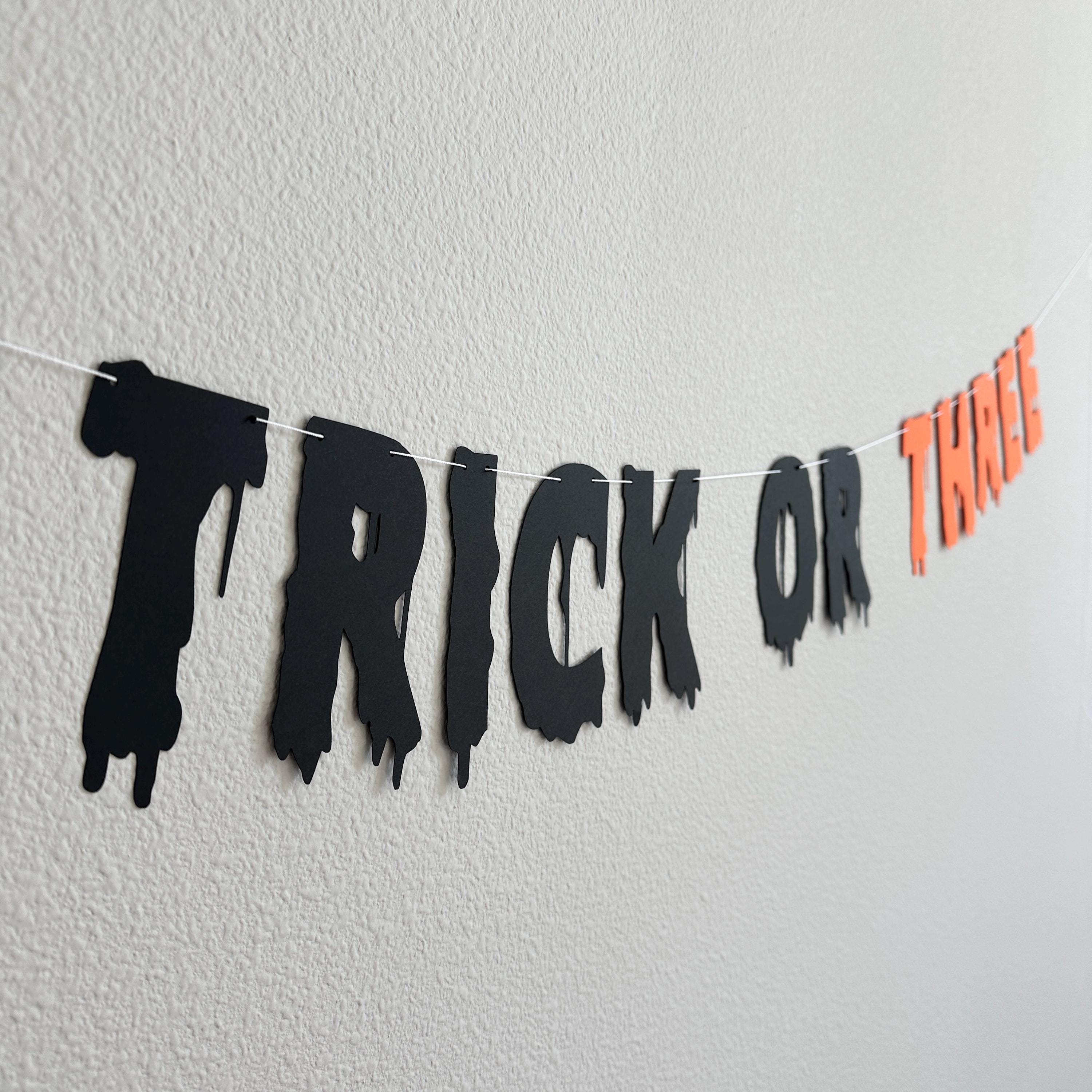 Trick Or Three, Trick Or Three Banner, Halloween Themed 3rd Birthday, October 3rd Birthday Ideas, 3rd Birthday Party Decorations