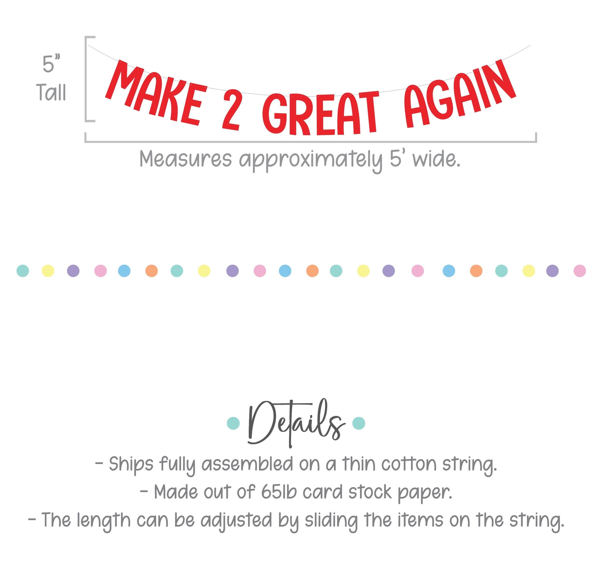 Make 2 Great Again, 2nd Birthday Decorations, Second Birthday Party Theme Ideas, Make Birthdays Great Again Banner, 2nd Birthday Backdrop
